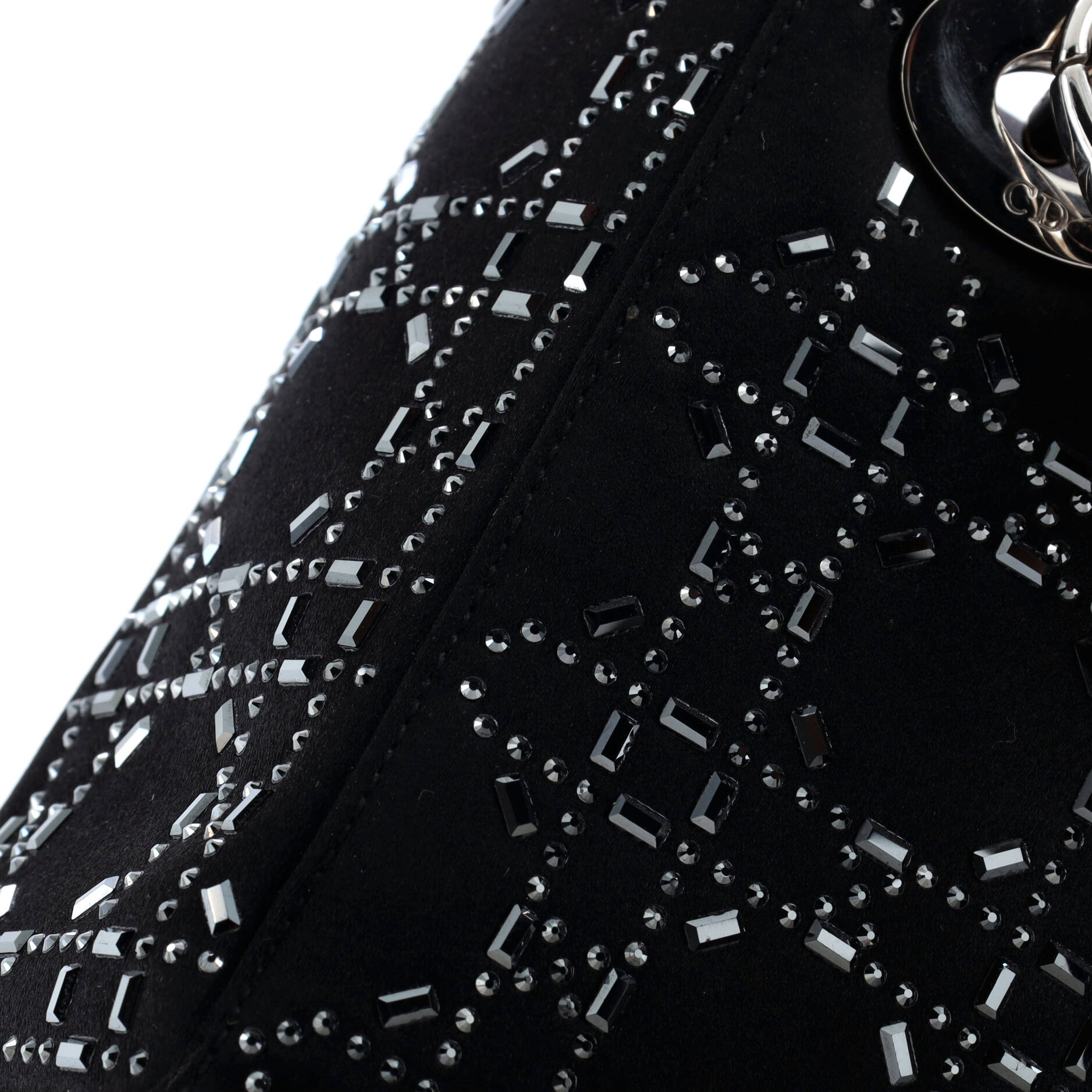 Christian Dior Lady Dior Bag Crystal Embellished Cannage Quilt Satin Mini