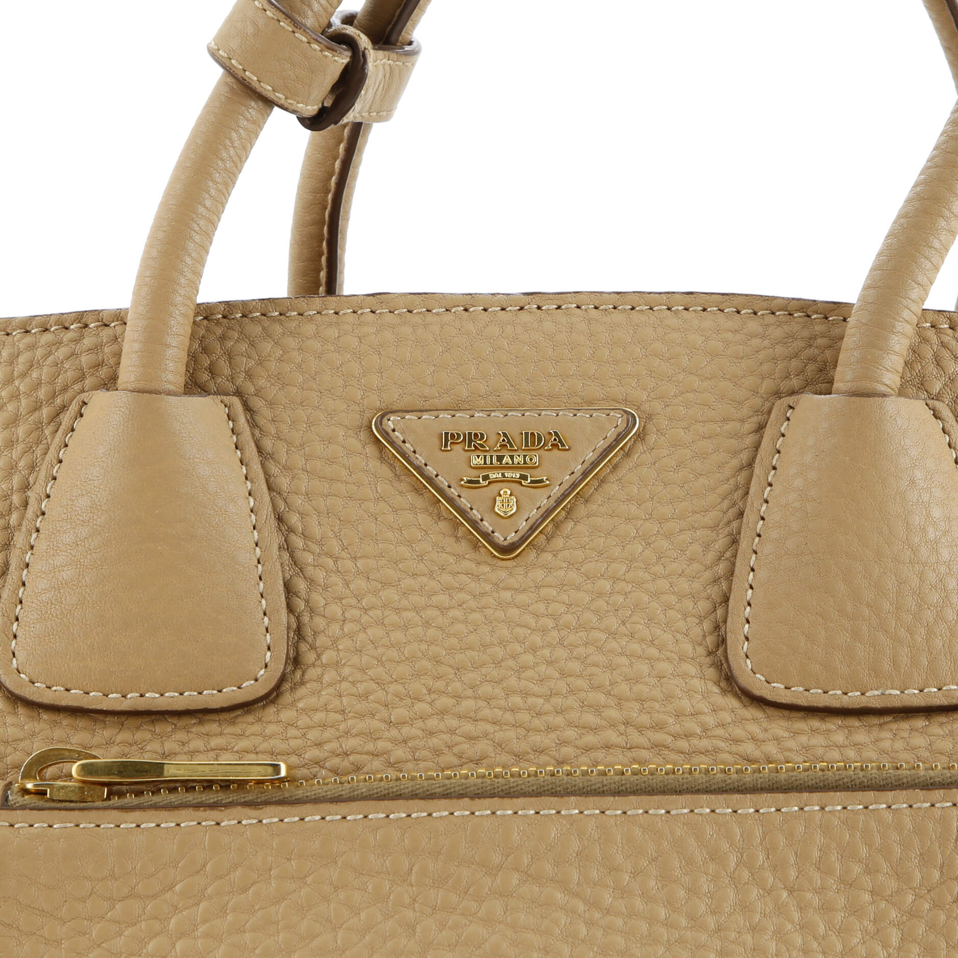 Prada Front Pocket Wing Convertible Tote Vitello Daino