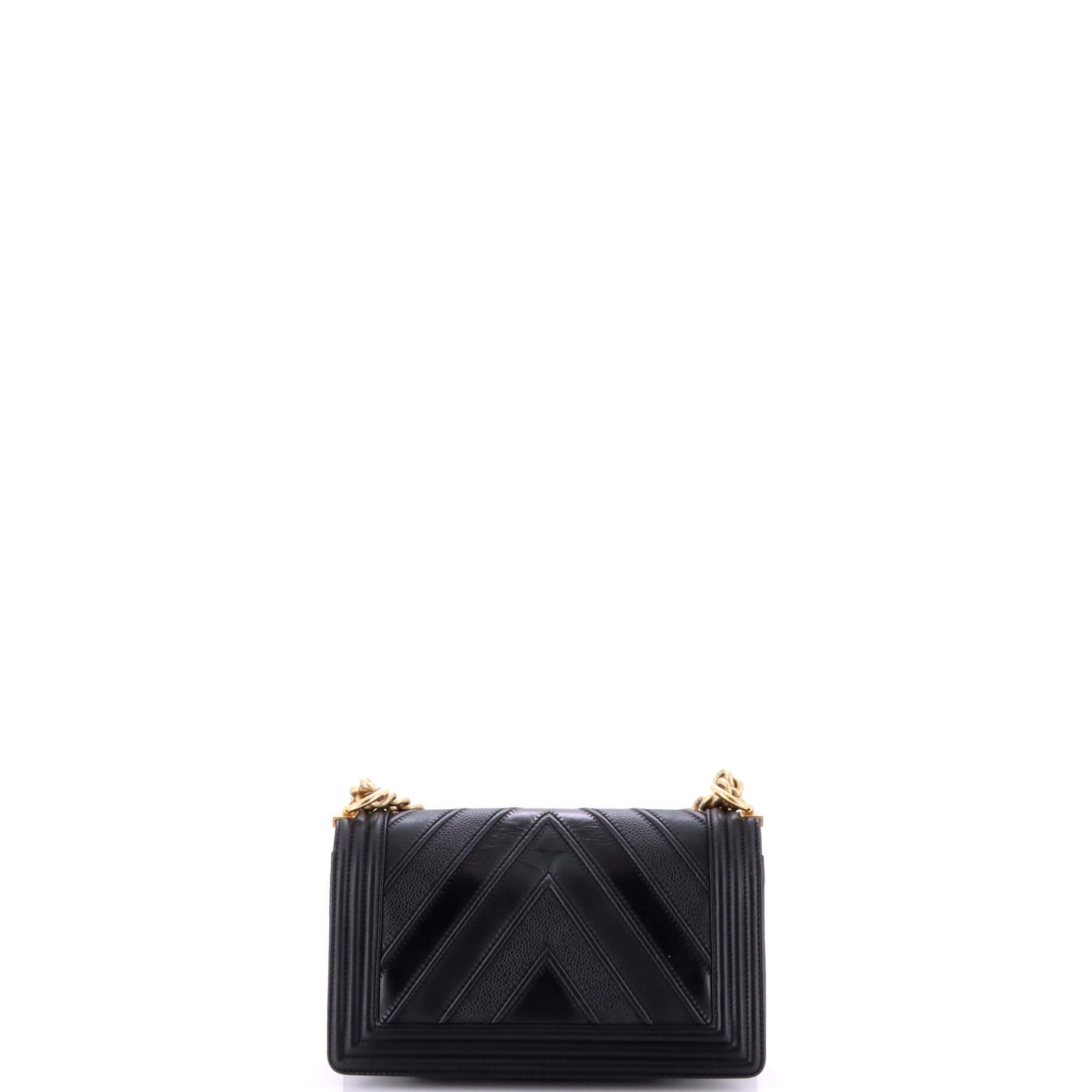 Chanel Boy Flap Bag Chevron Caviar and Calfskin Old Medium