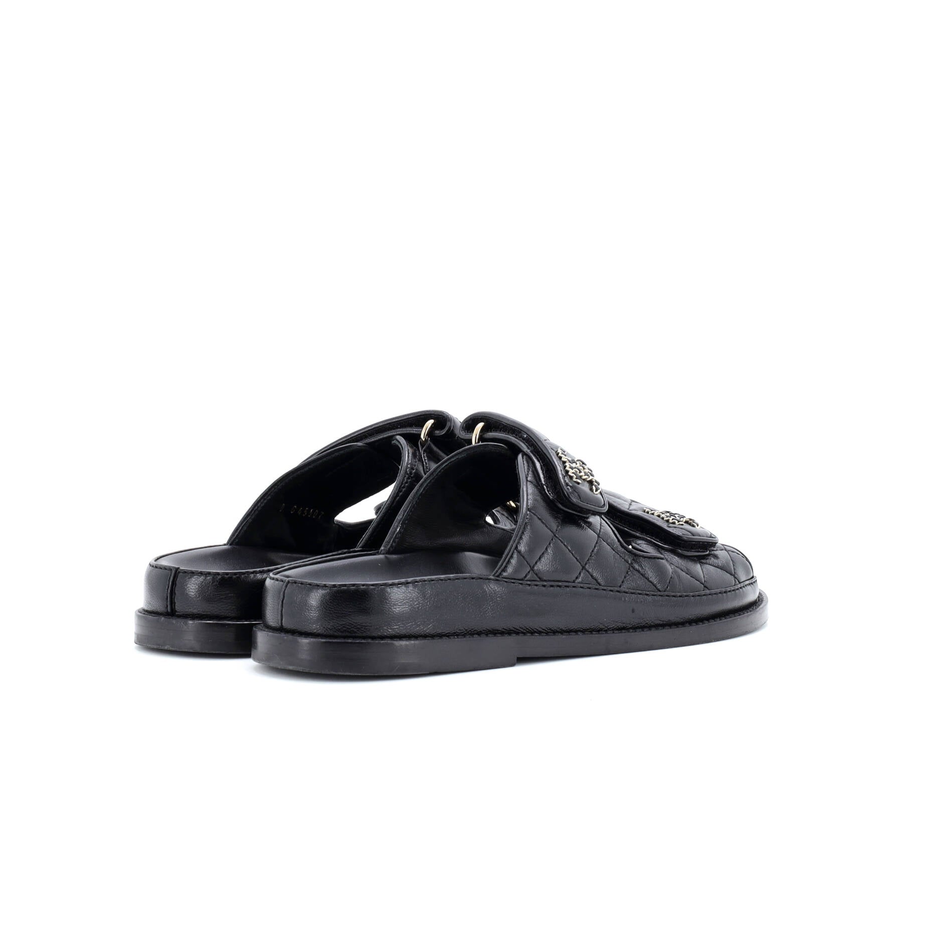 Chanel Women's Velcro Open Back Dad Sandals Quilted Leather