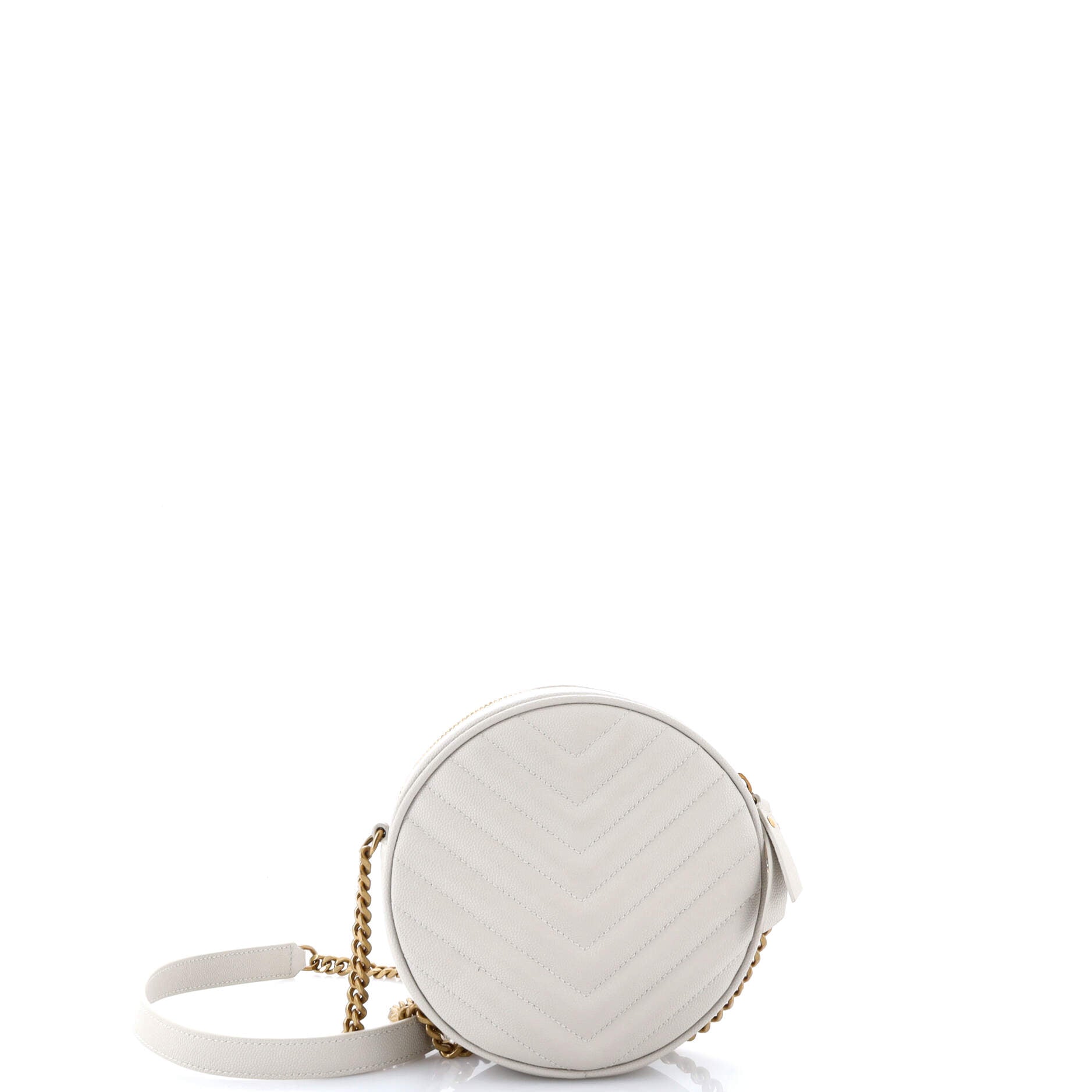 Saint Laurent Vinyle Round Camera Bag Matelasse Chevron Leather