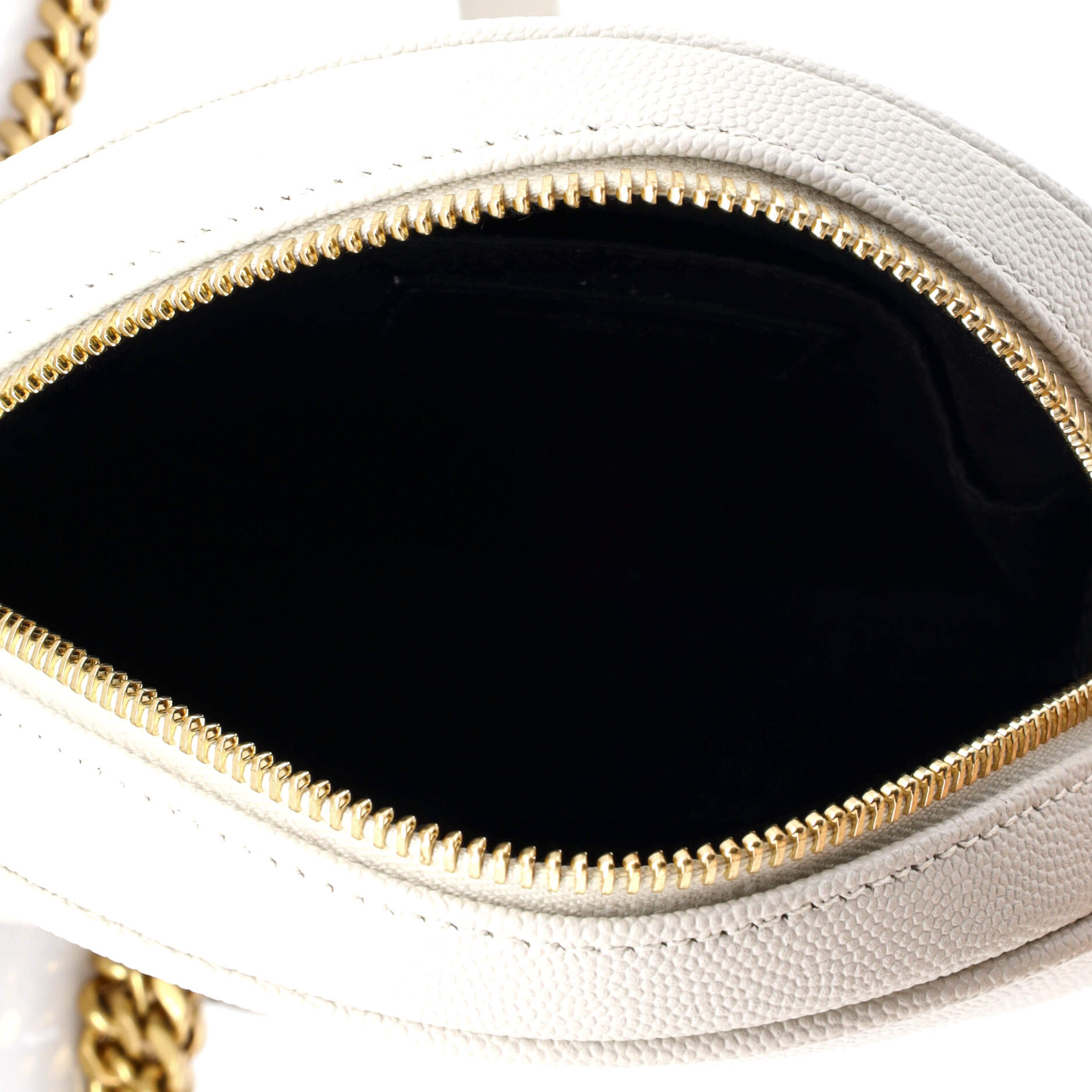 Saint Laurent Vinyle Round Camera Bag Matelasse Chevron Leather