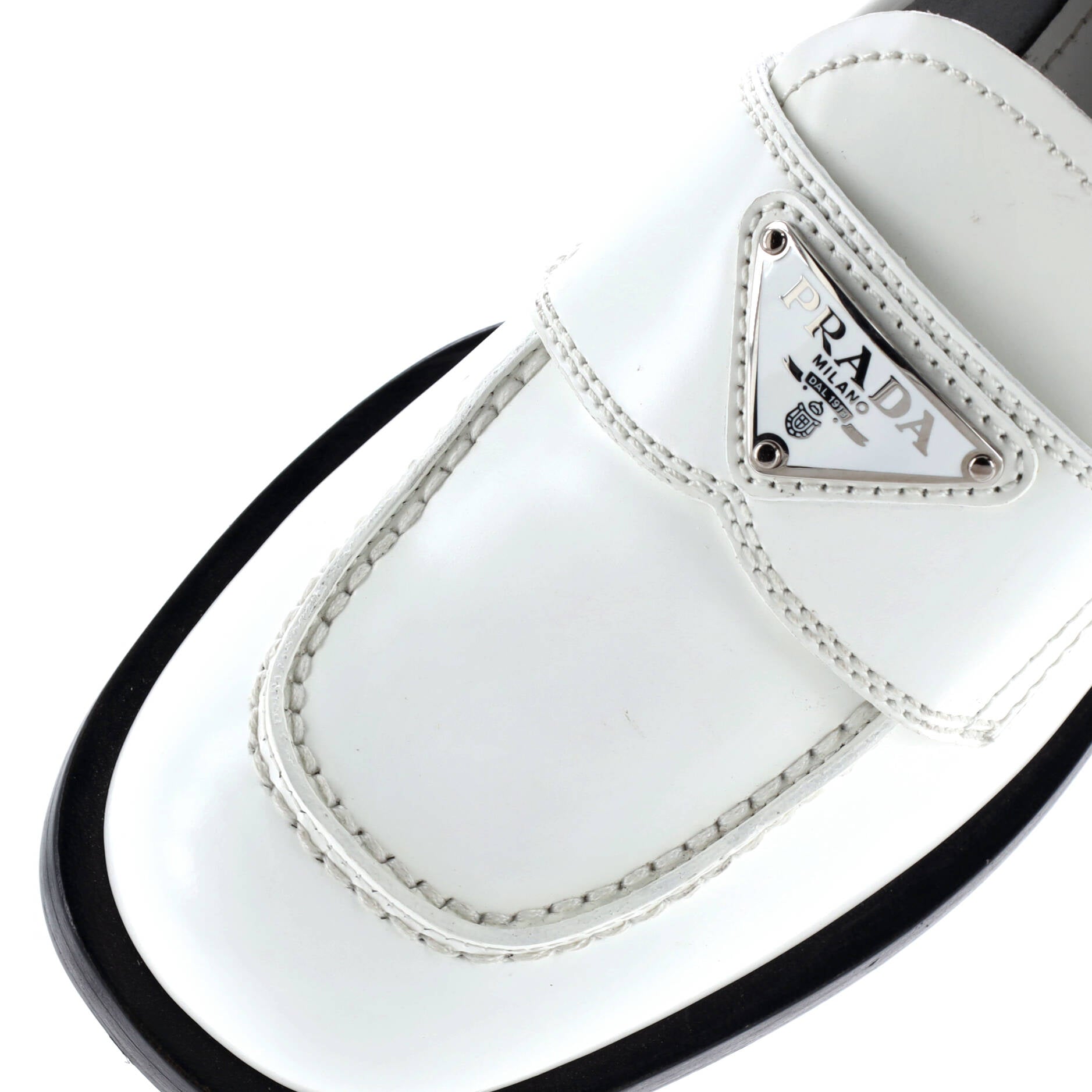 Prada Women's Triangle Logo Loafers Spazzolato Leather