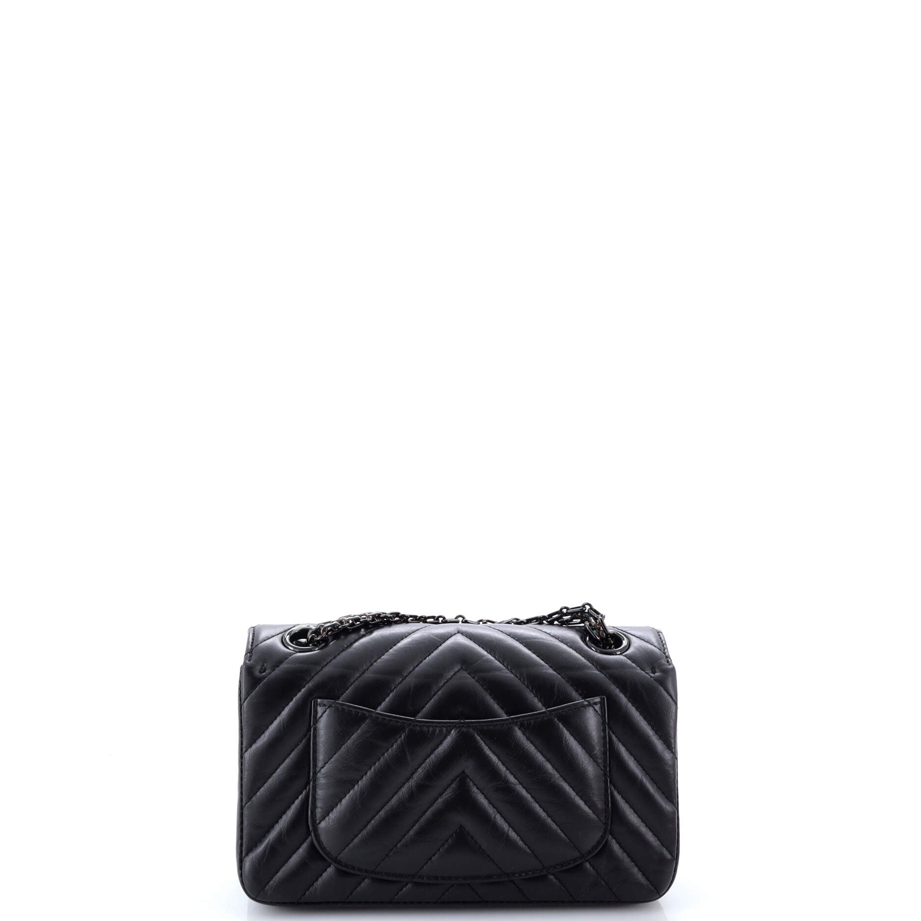 Chanel So Black Reissue 2.55 Flap Bag Chevron Aged Calfskin Mini
