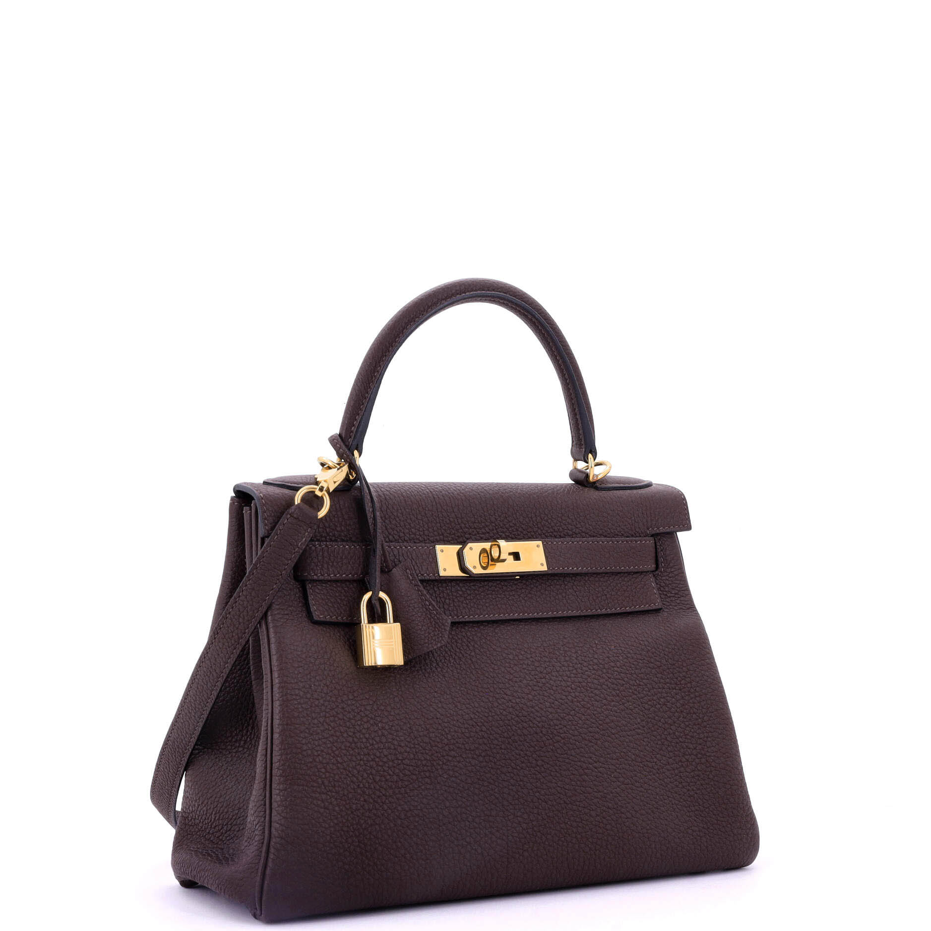 Hermes Kelly Handbag Brown Togo with Gold Hardware 28