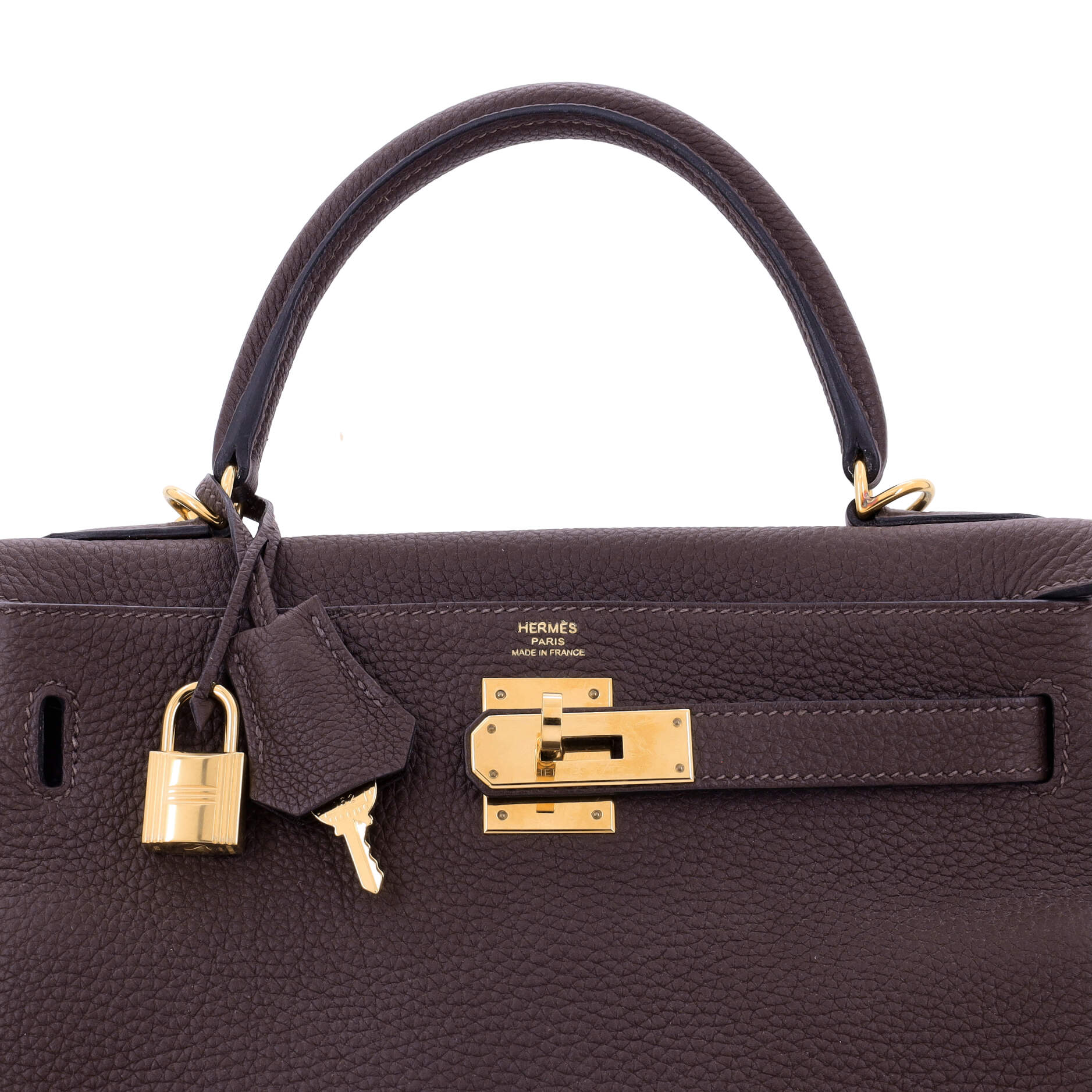 Hermes Kelly Handbag Brown Togo with Gold Hardware 28