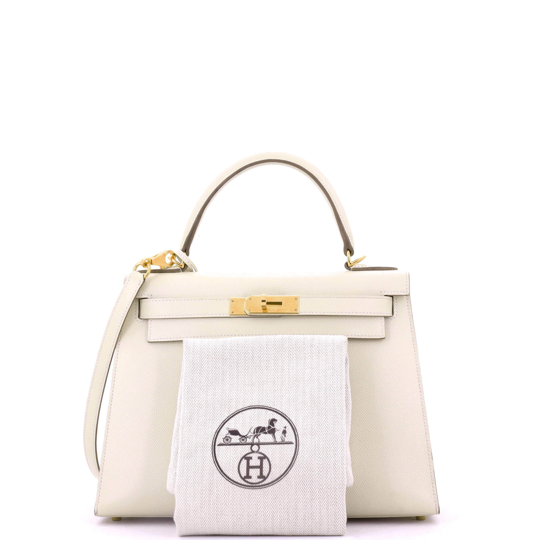 Hermes Kelly Handbag Light Epsom with Gold Hardware 28