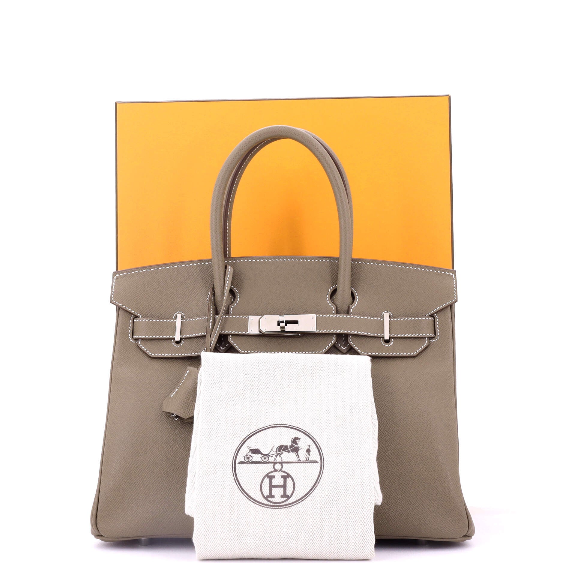 Hermes Birkin Handbag Grey Epsom with Palladium Hardware 30