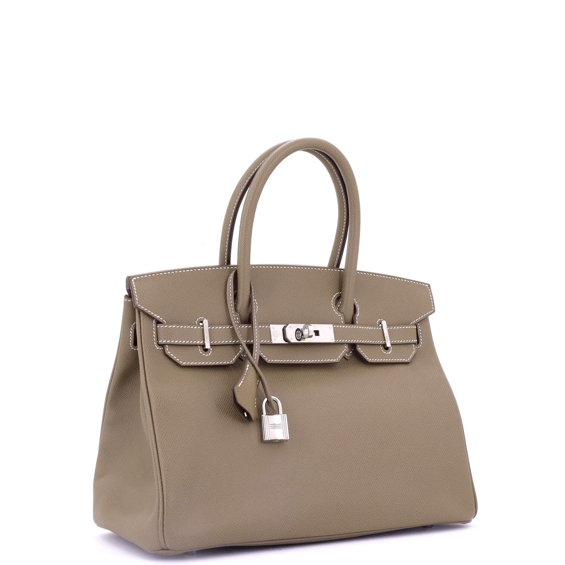 Hermes Birkin Handbag Grey Epsom with Palladium Hardware 30