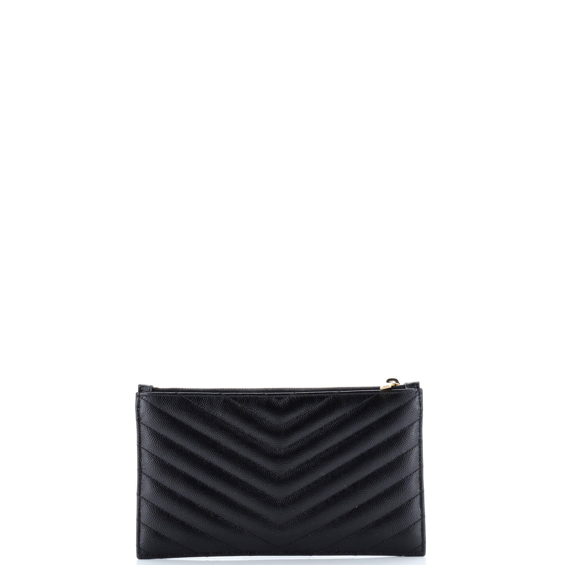 Saint Laurent Classic Monogram Zip Bill Pouch Matelasse Chevron Leather Medium
