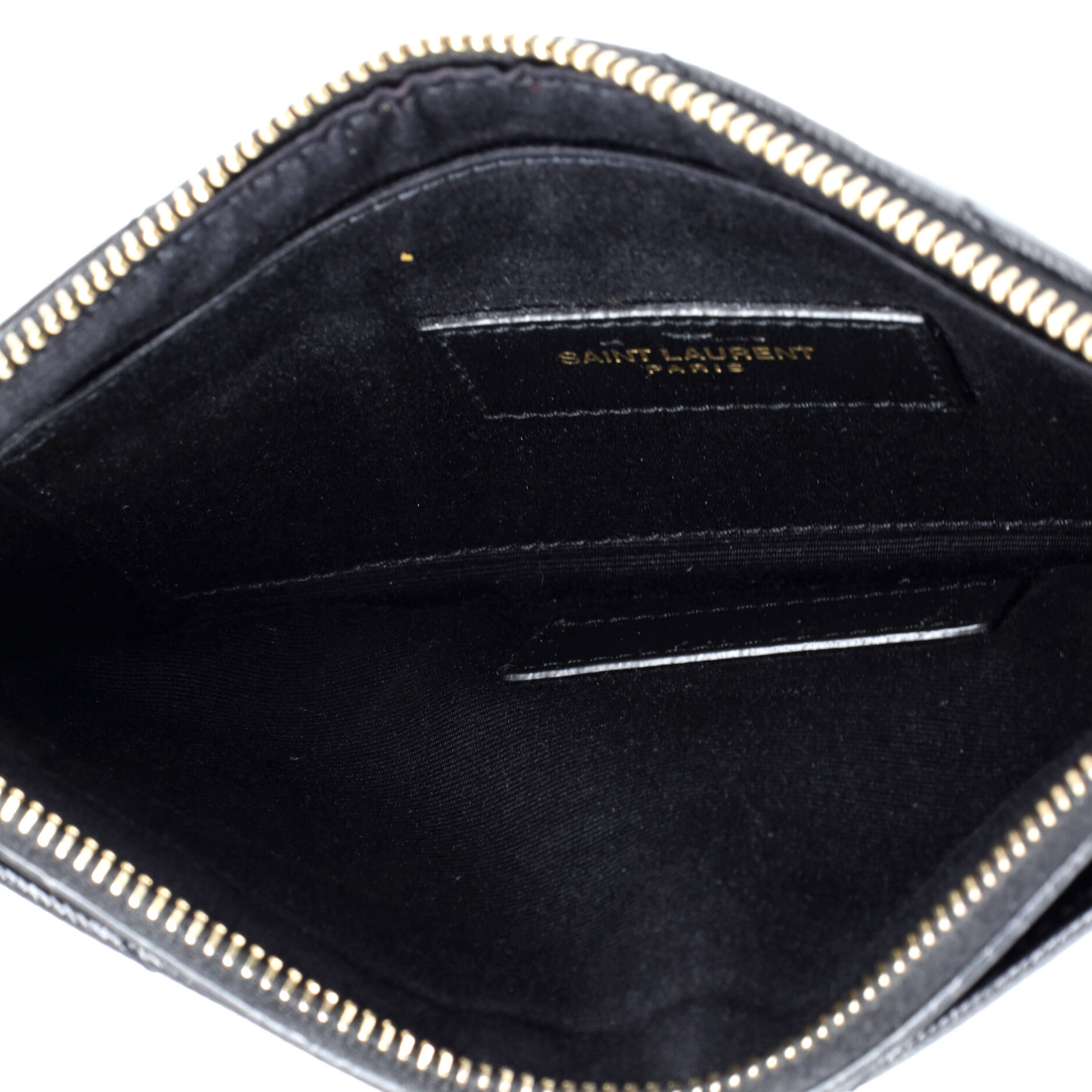 Saint Laurent Classic Monogram Zip Bill Pouch Matelasse Chevron Leather Medium