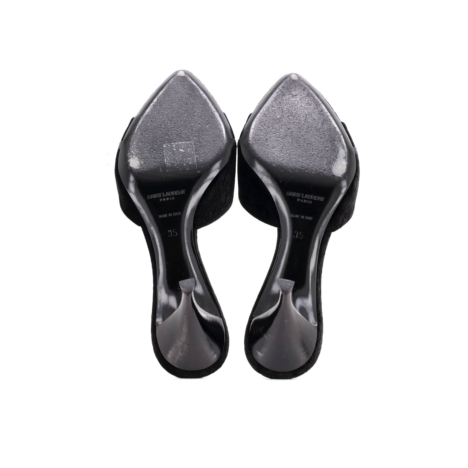 Saint Laurent Women's Le Maillon Heeled Mule Sandals Monogram All Over Velvet