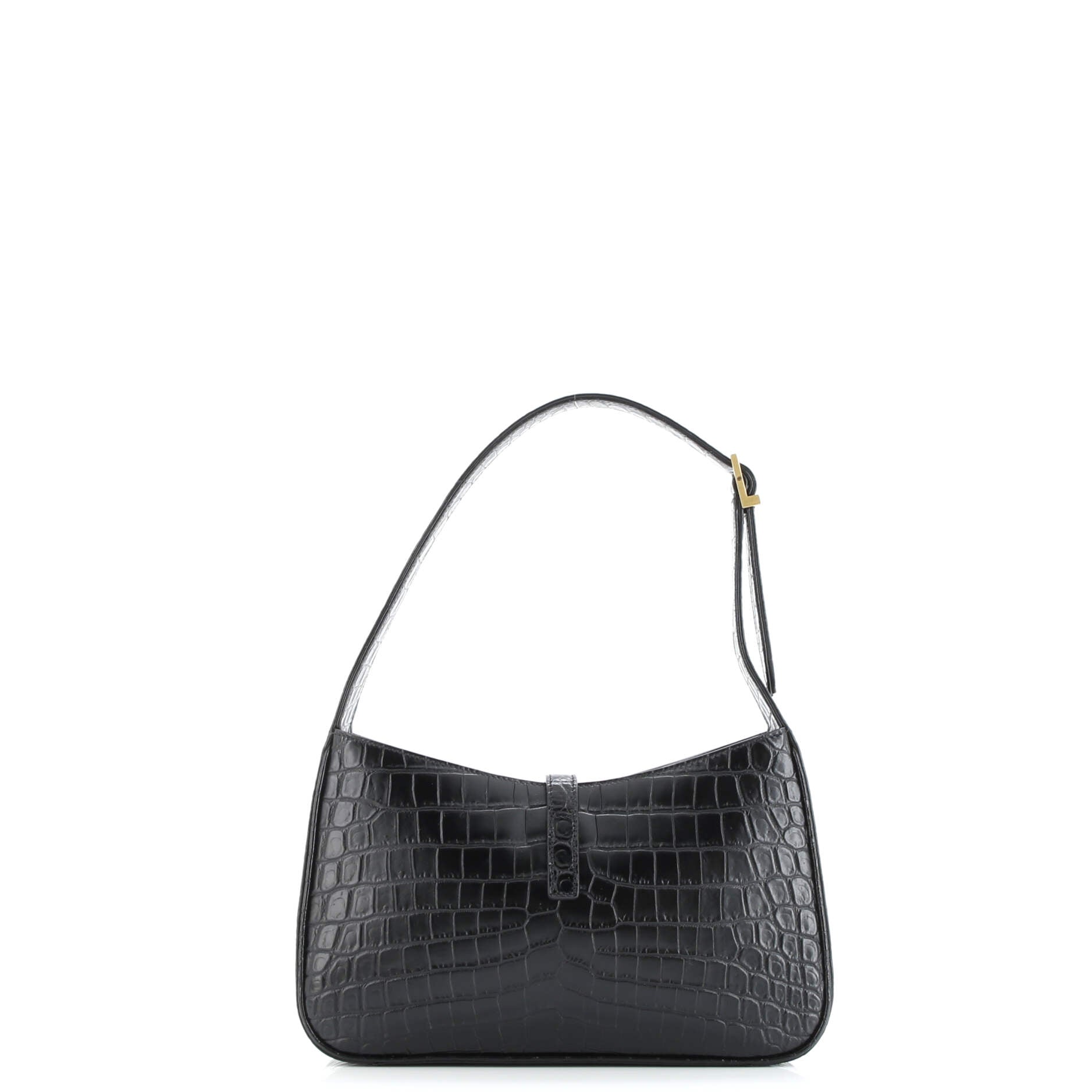 Saint Laurent Le 5 a 7 Hobo Crocodile Embossed Leather Small