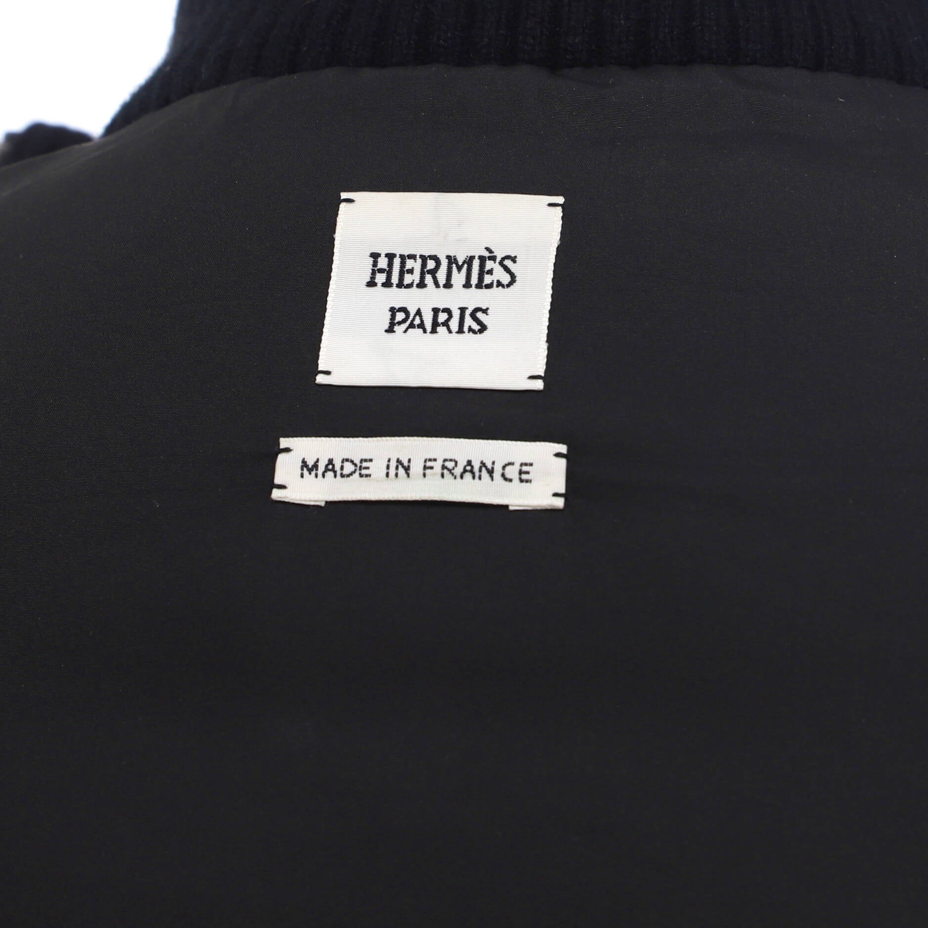 Hermes Women's Short Puffer Vest Quilted Cashmere with Leather
