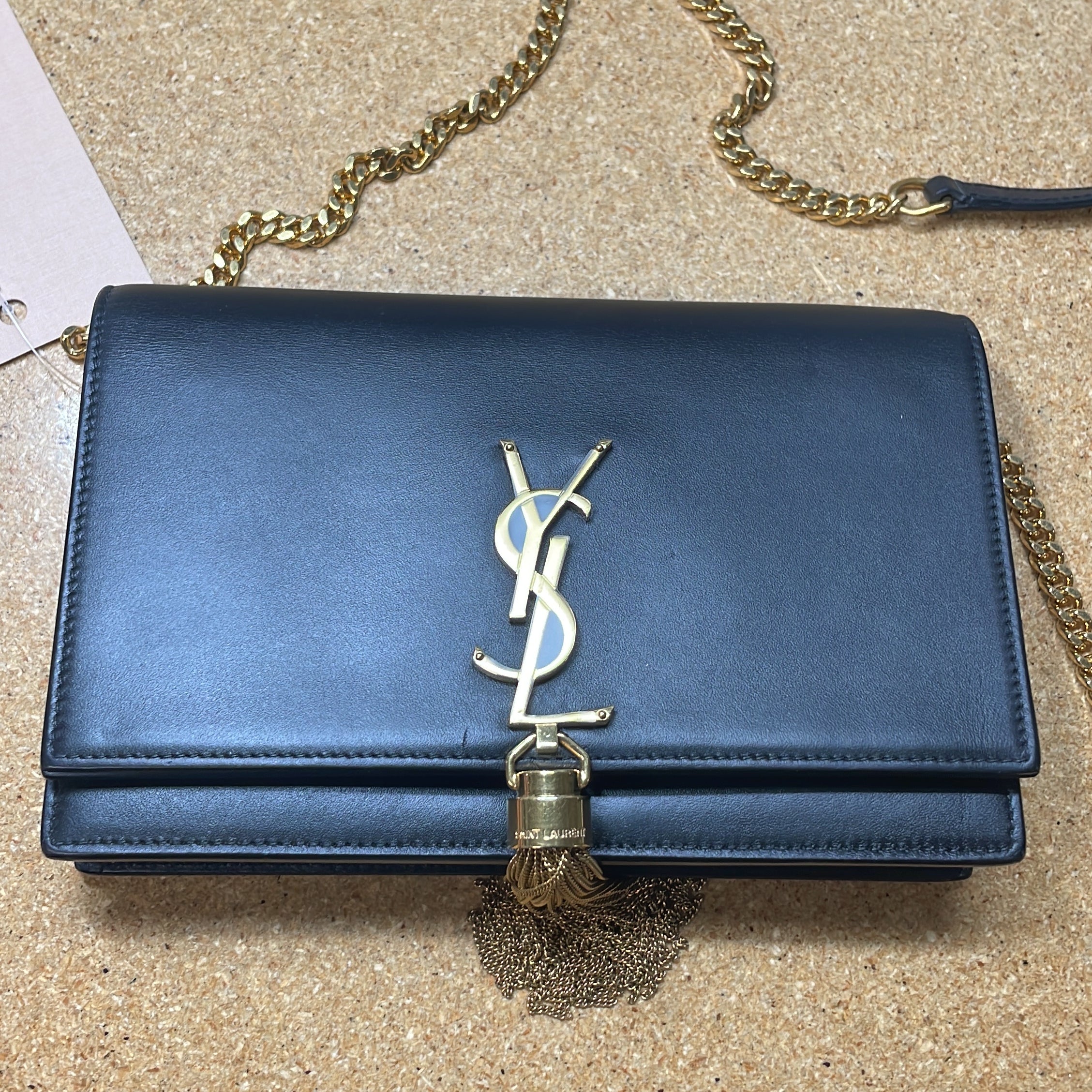 Saint Laurent Classic Monogram Tassel Crossbody Bag Leather Small