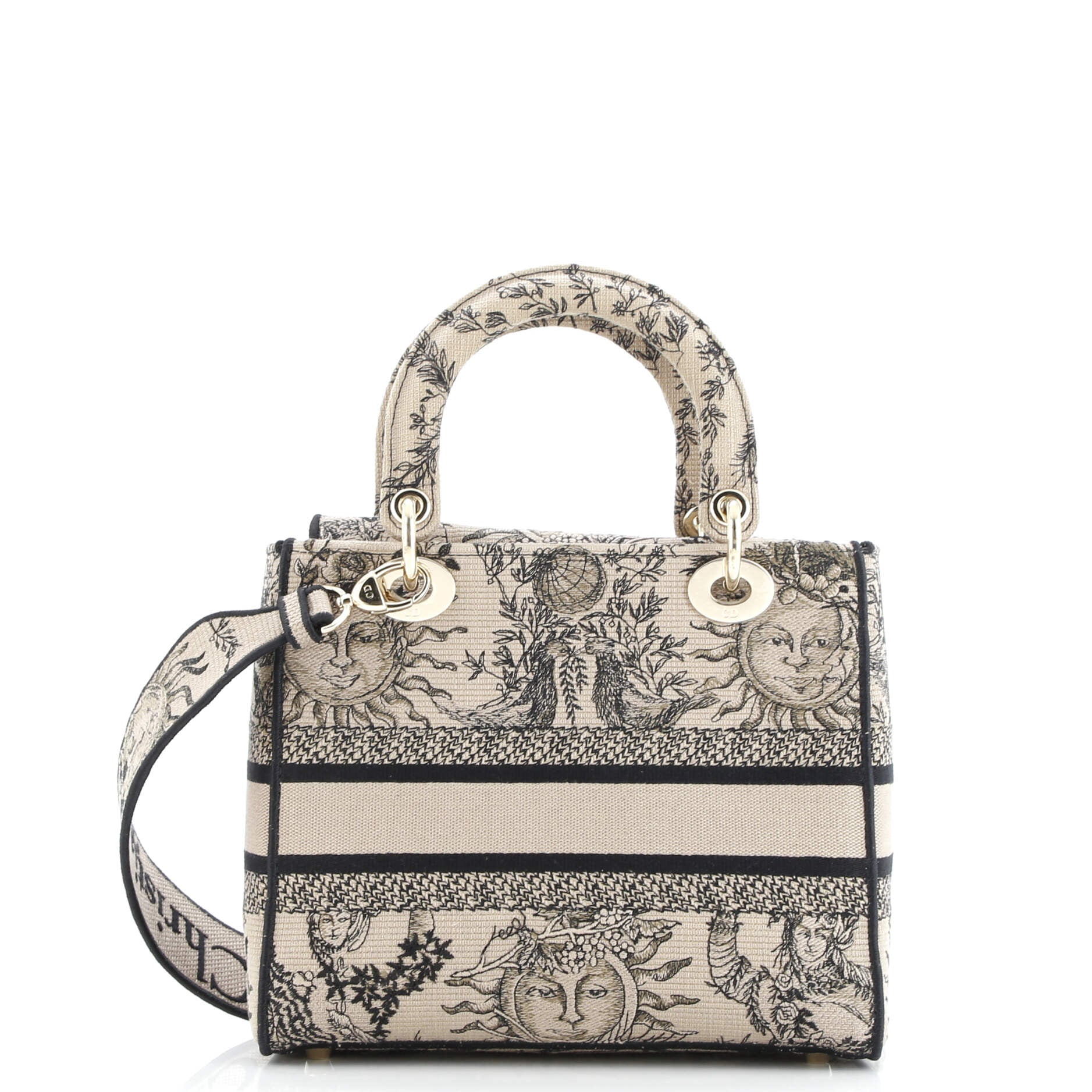 Christian Dior Lady D-Lite Bag Embroidered Canvas Medium