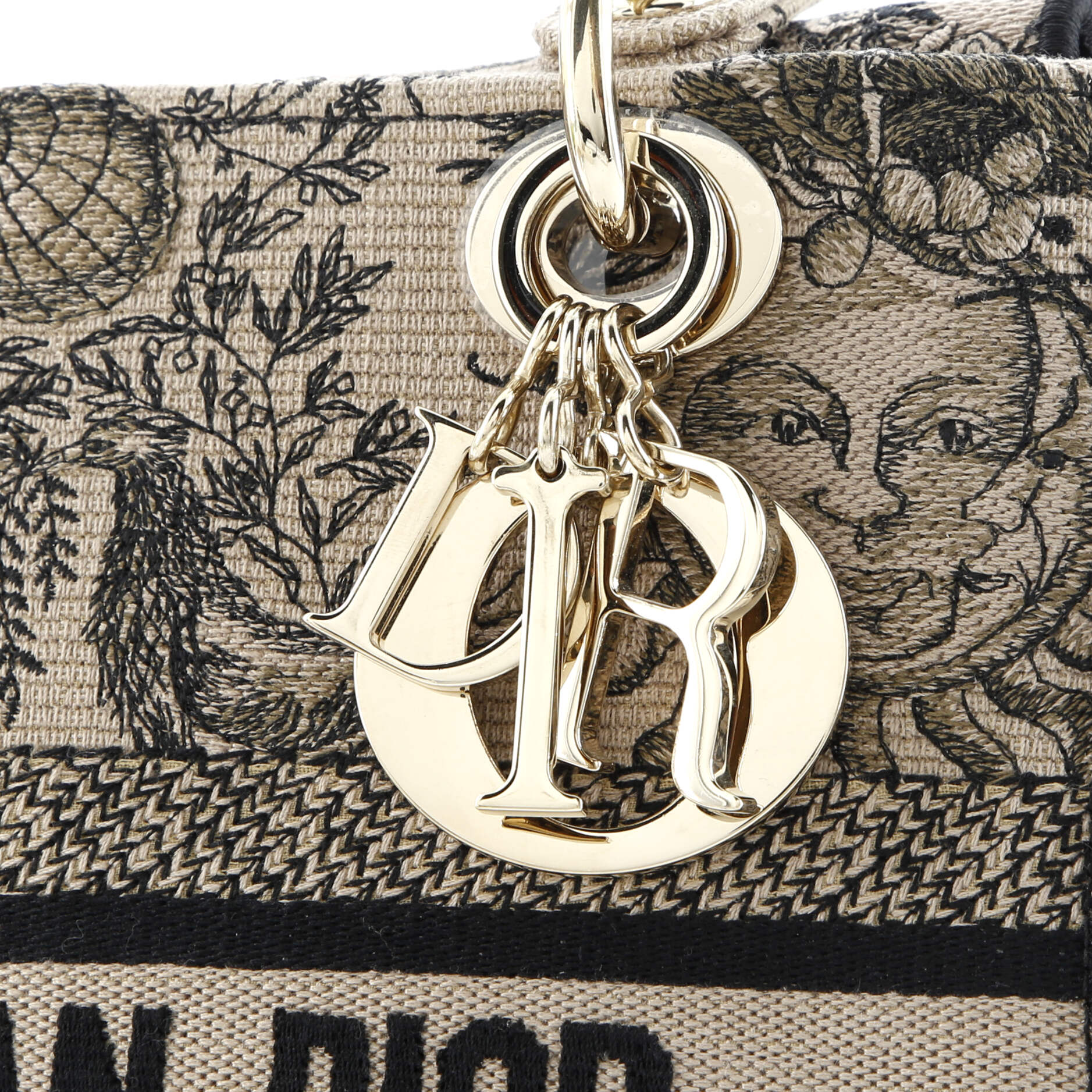 Christian Dior Lady D-Lite Bag Embroidered Canvas Medium