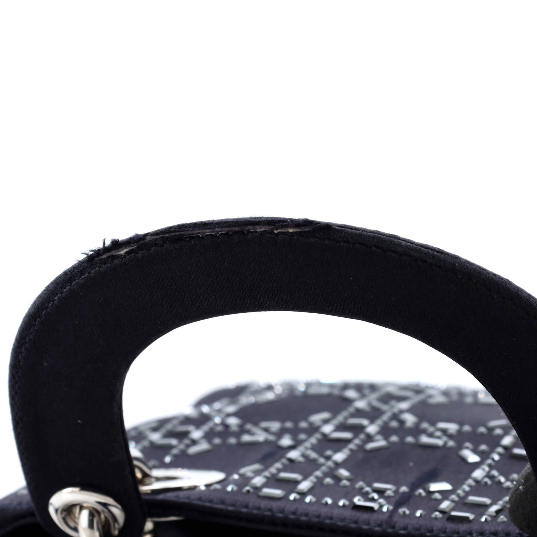 Christian Dior Lady Dior Bag Crystal Embellished Cannage Quilt Satin Mini