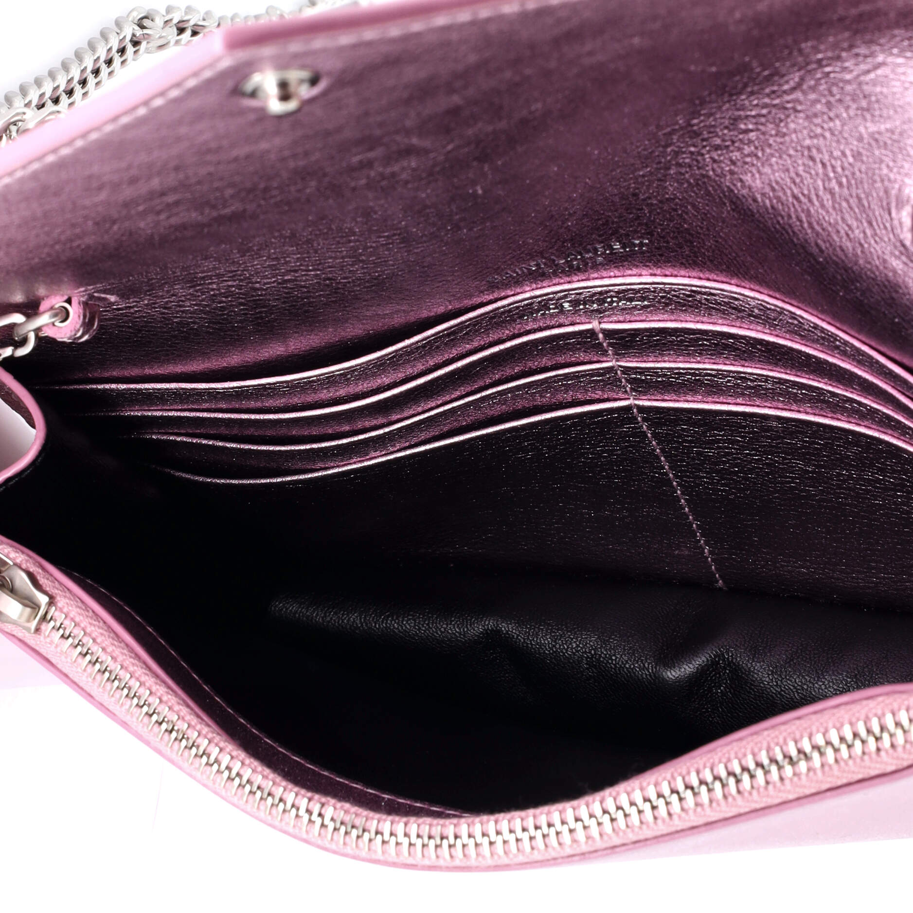 Saint Laurent Classic Monogram Wallet on Chain Leather Small