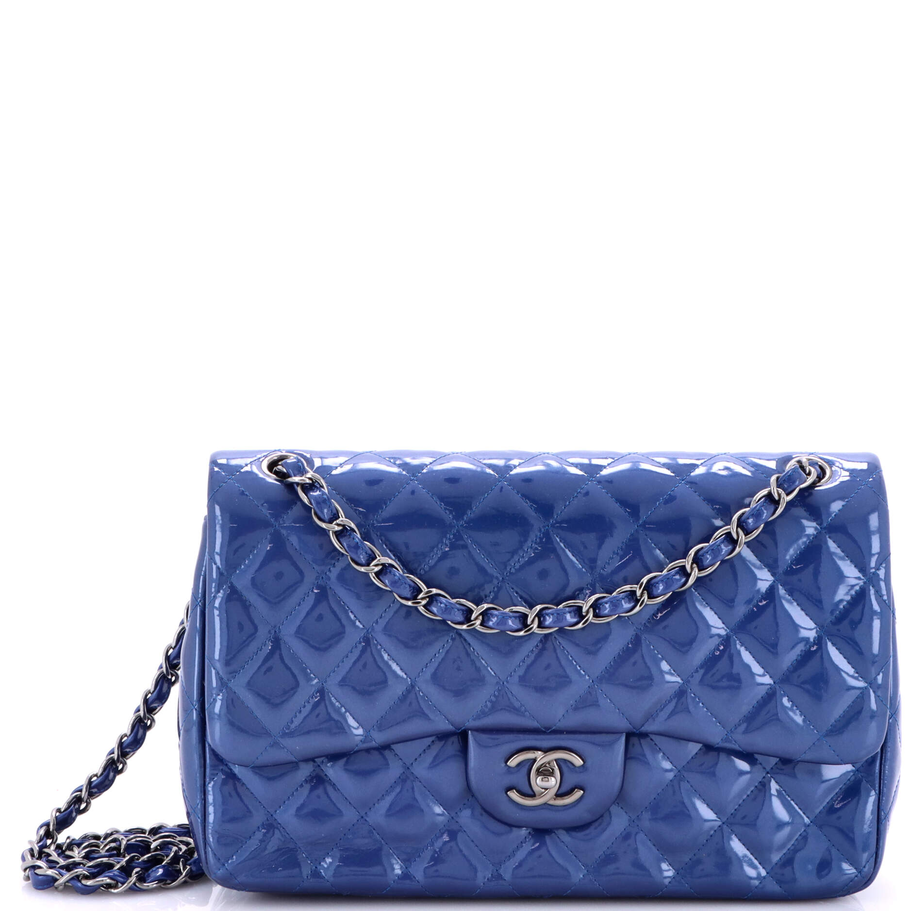Chanel Classic Double Flap Bag Quilted Patent Jumbo
