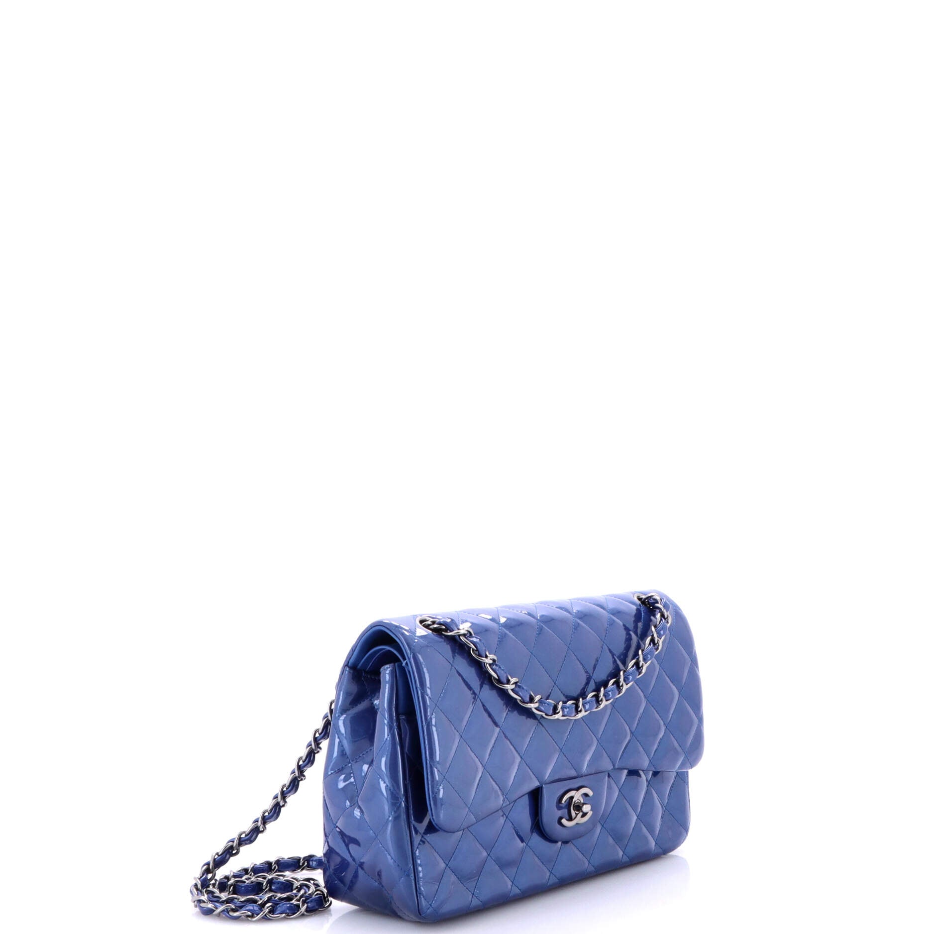 Chanel Classic Double Flap Bag Quilted Patent Jumbo
