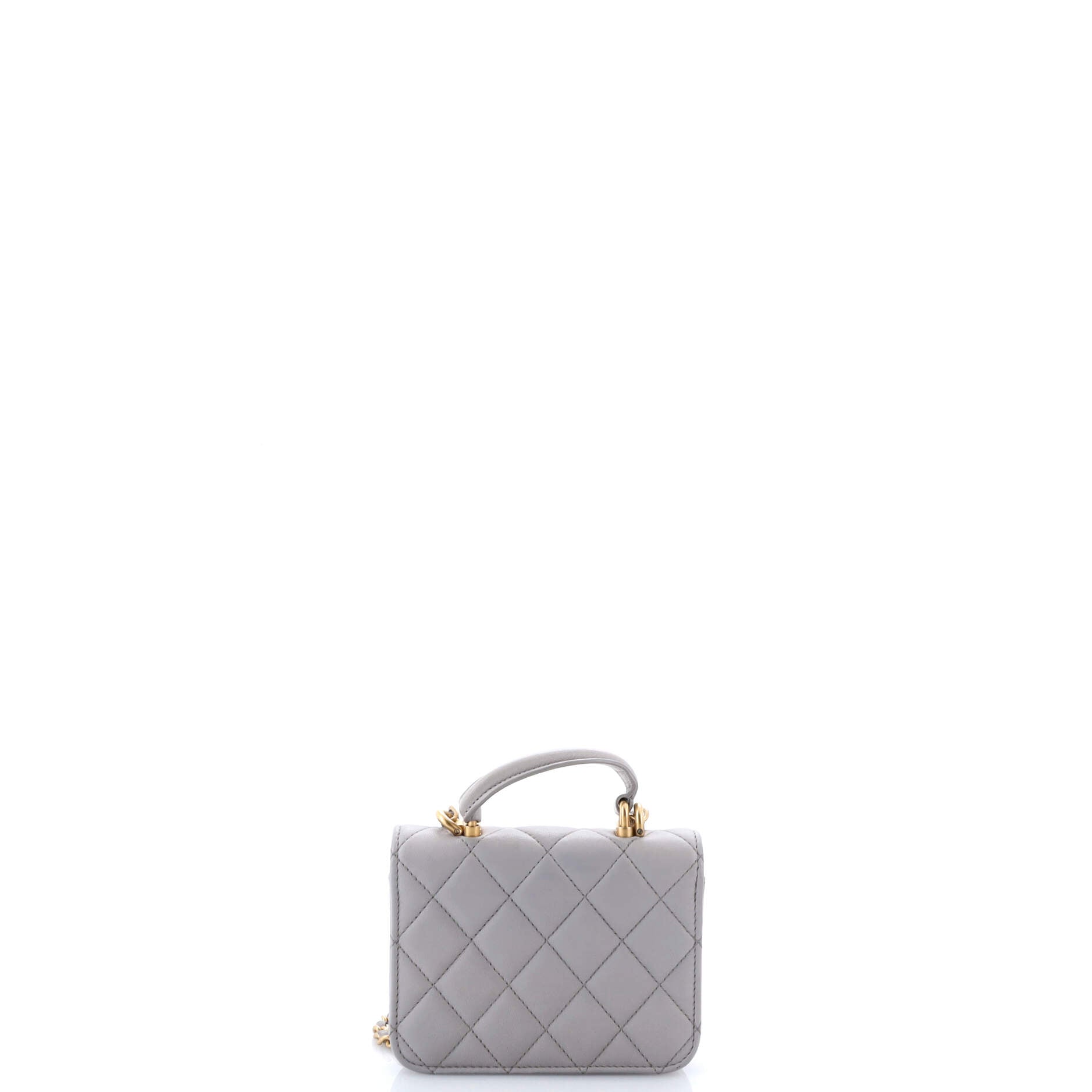 Chanel Top Handle Flap Coin Purse with Chain Quilted Lambskin