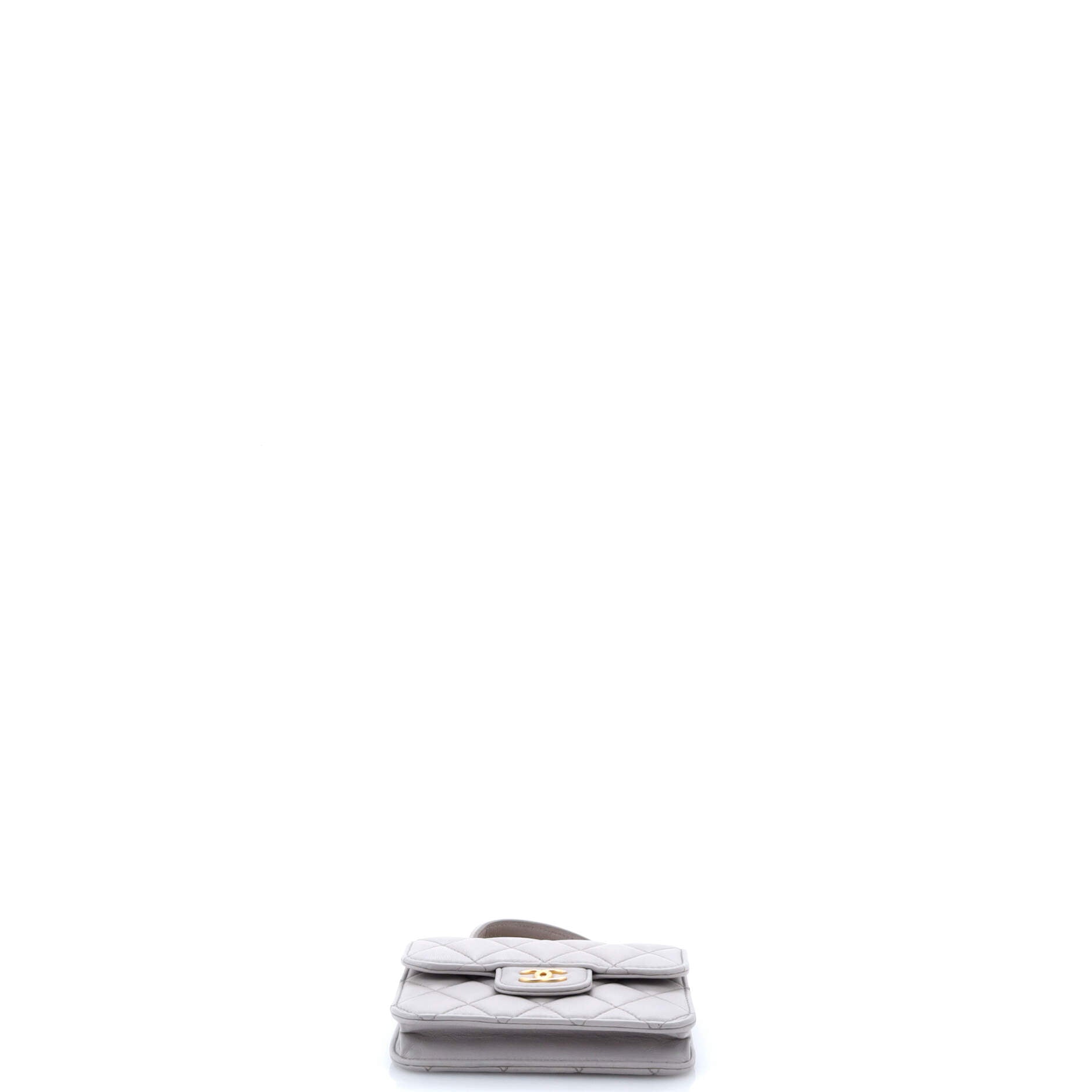Chanel Top Handle Flap Coin Purse with Chain Quilted Lambskin