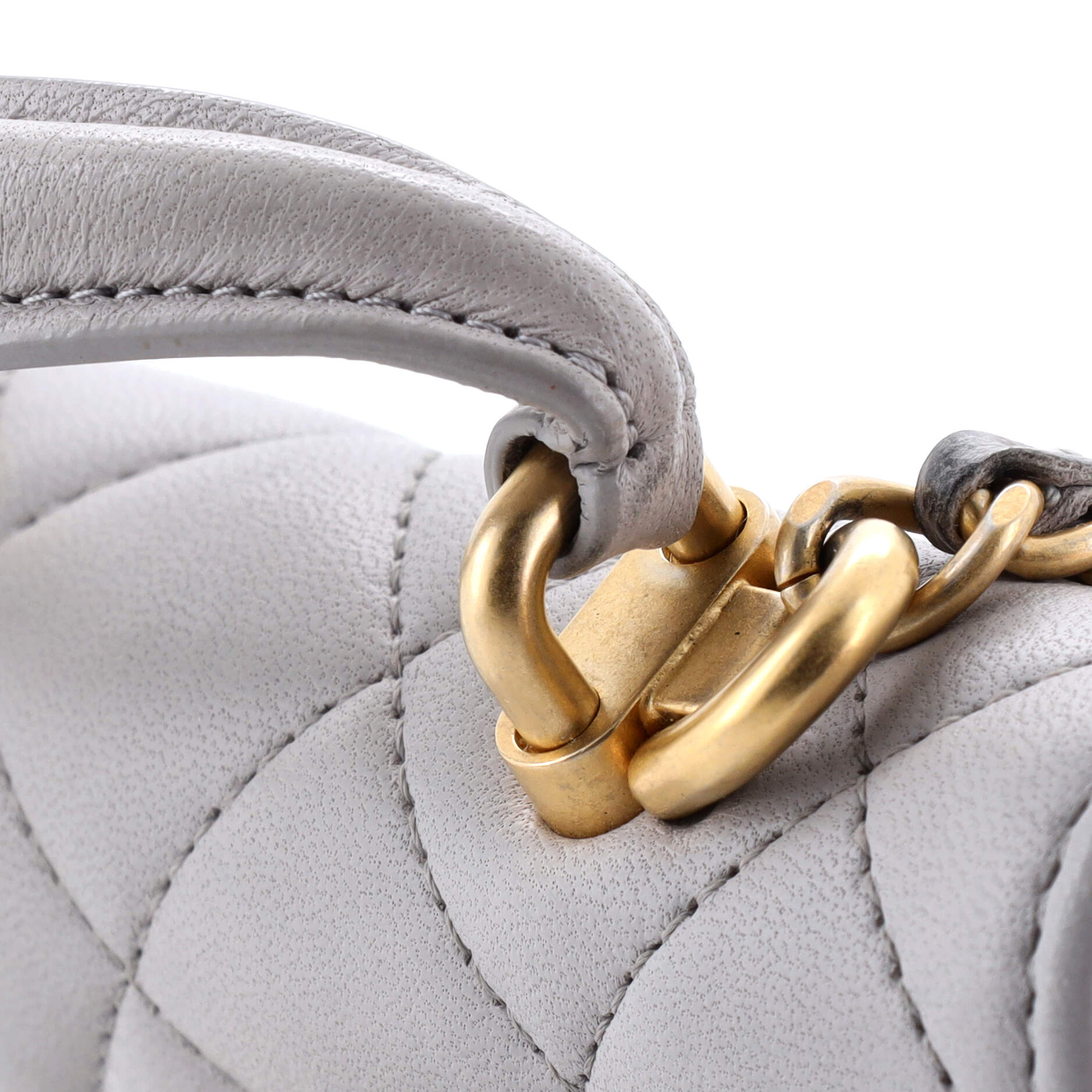 Chanel Top Handle Flap Coin Purse with Chain Quilted Lambskin