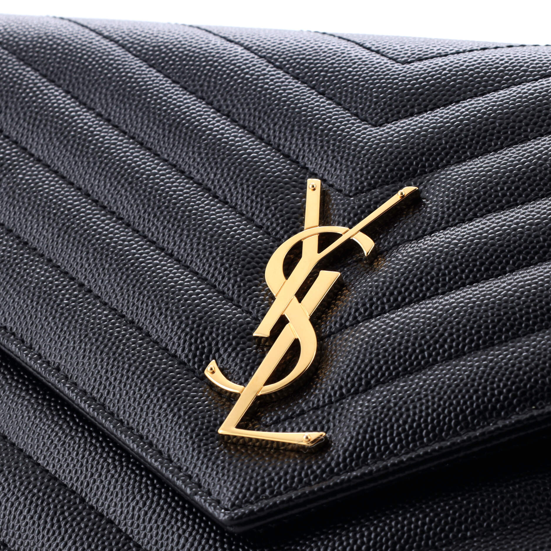Saint Laurent Classic Monogram Envelope Wristlet Clutch Matelasse Chevron Leather