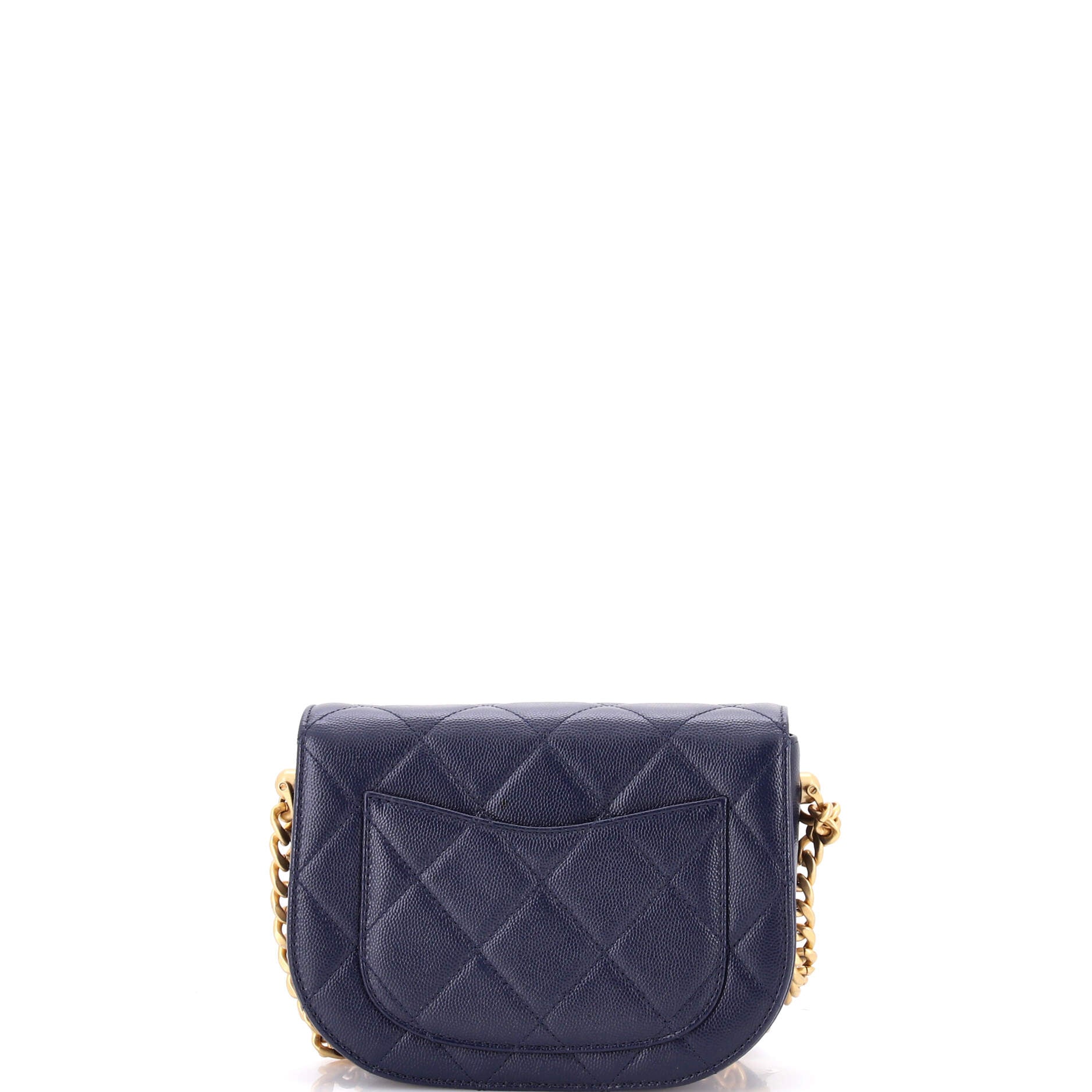 Chanel Moon Flap Messenger Bag Quilted Caviar Mini