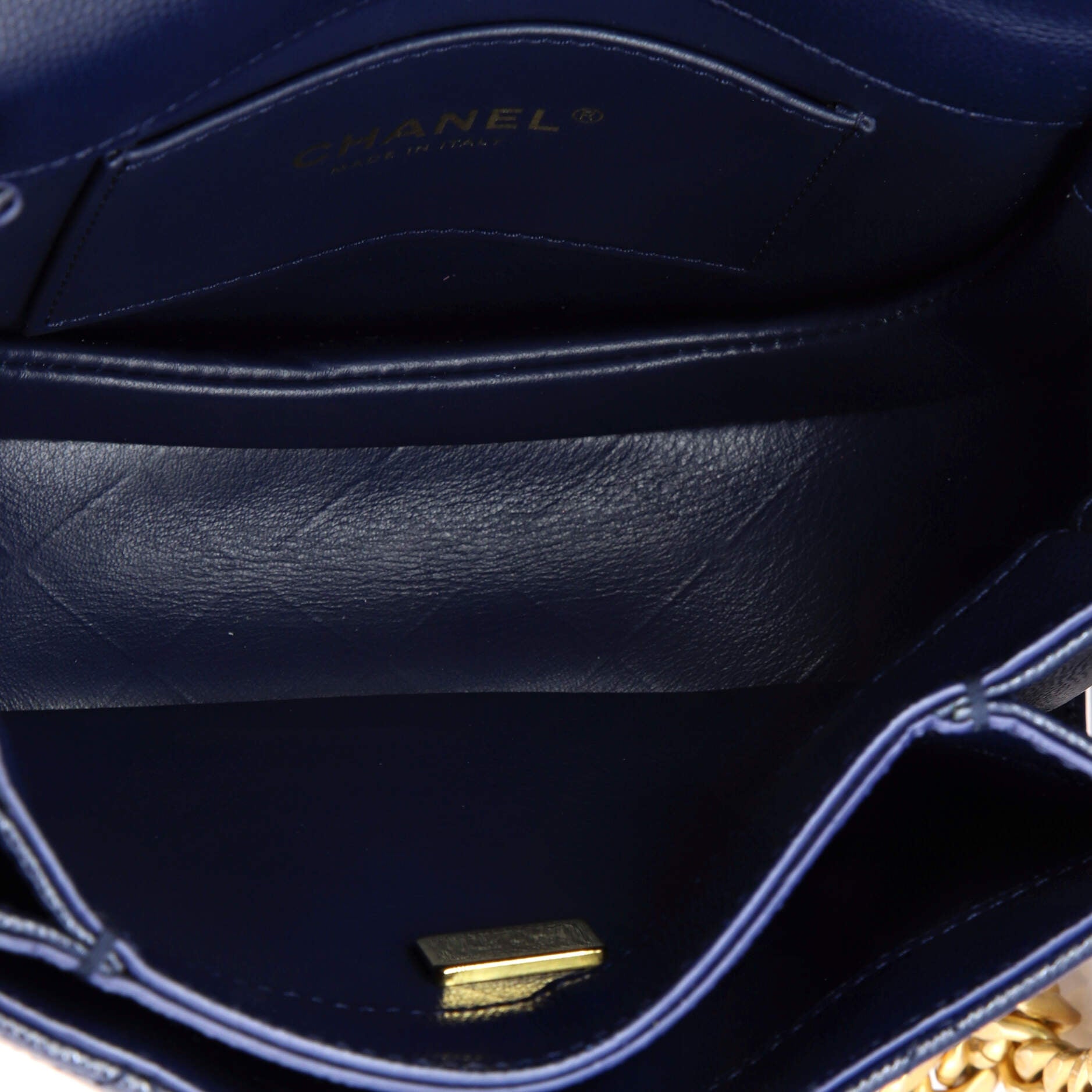 Chanel Moon Flap Messenger Bag Quilted Caviar Mini
