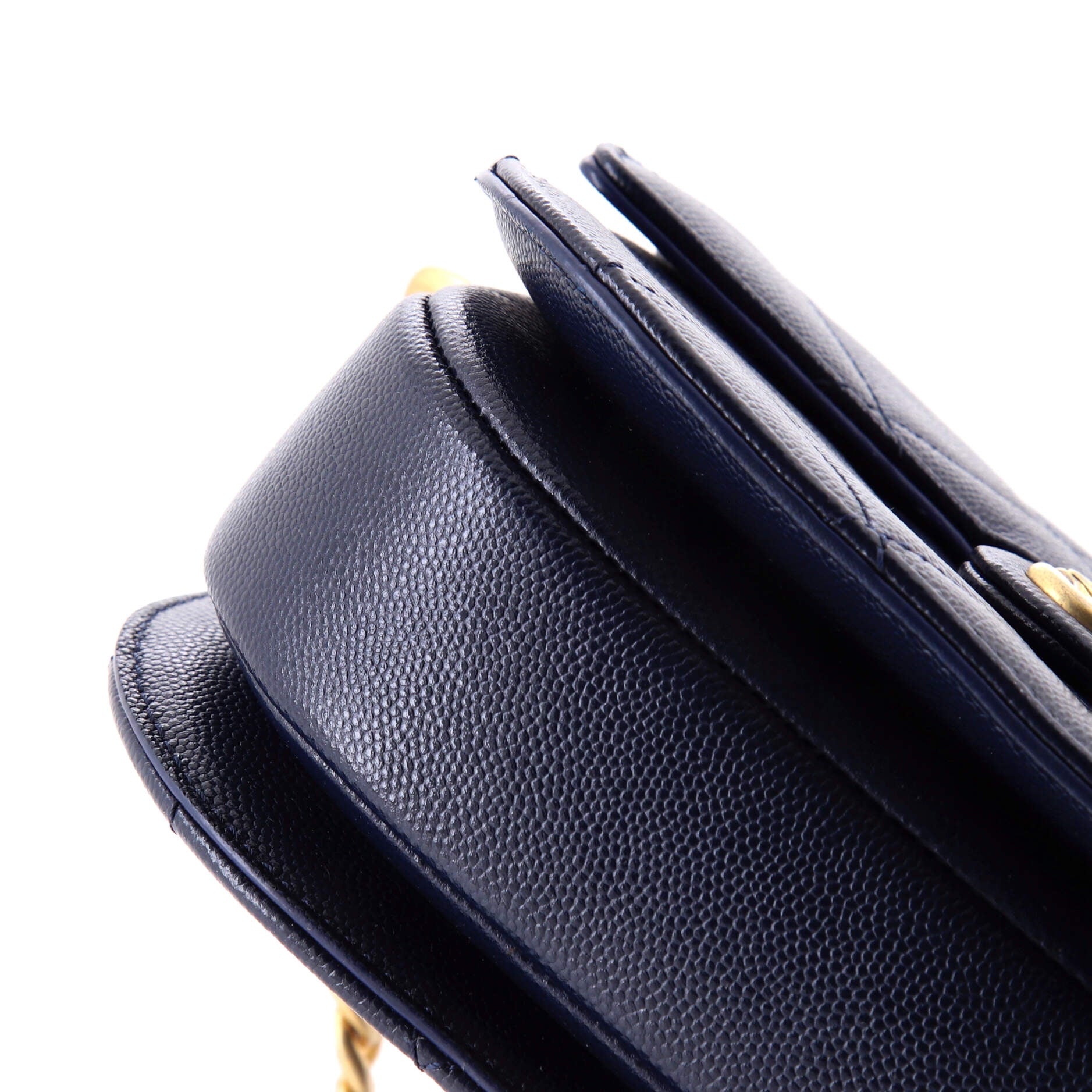 Chanel Moon Flap Messenger Bag Quilted Caviar Mini