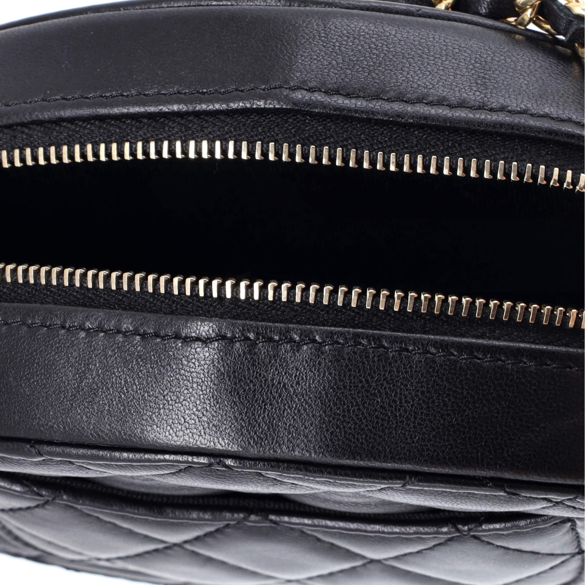 Chanel Logo Plate Oval Clutch With Chain Metal and Lambskin