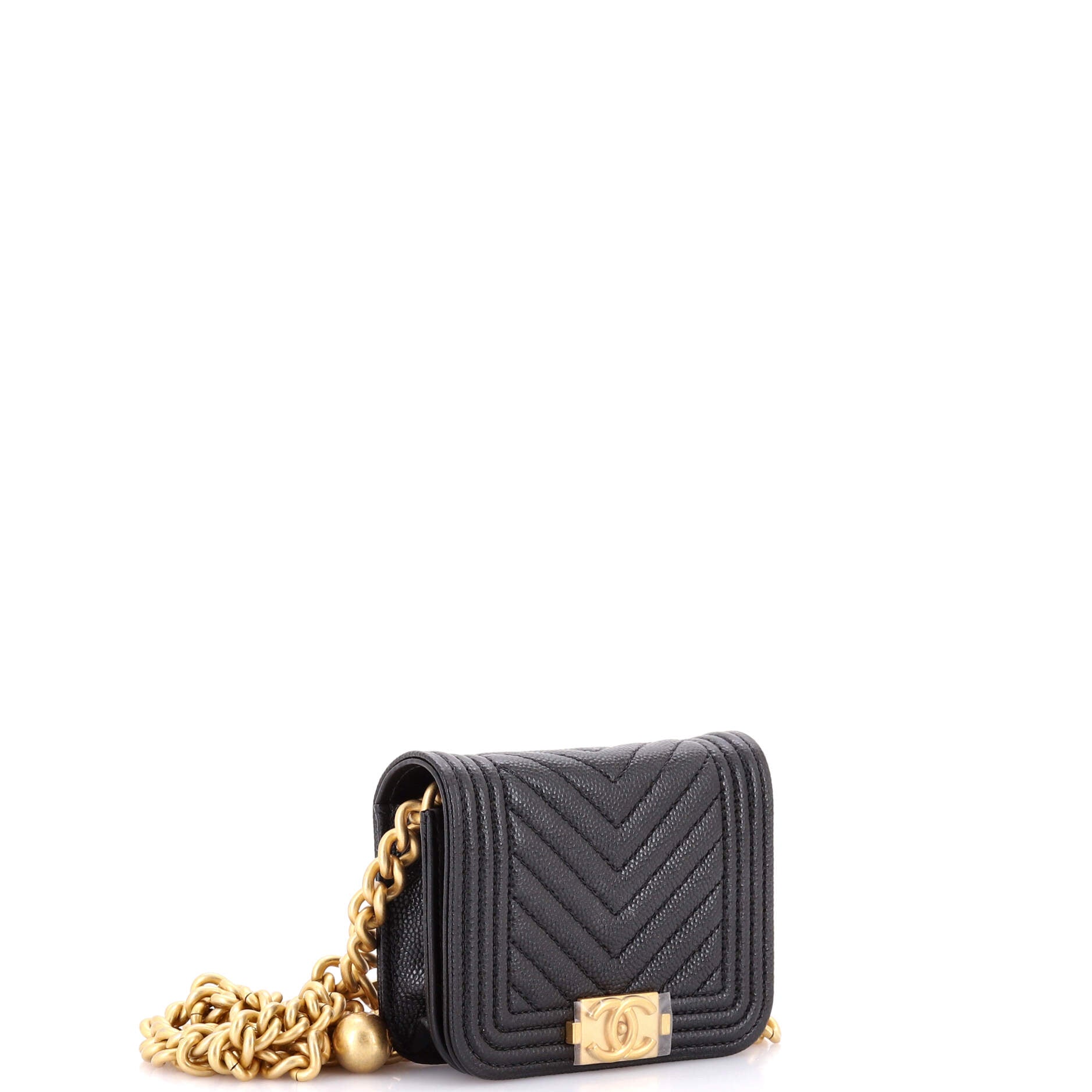 Chanel Boy Flap Chain Belt Bag Chevron Caviar