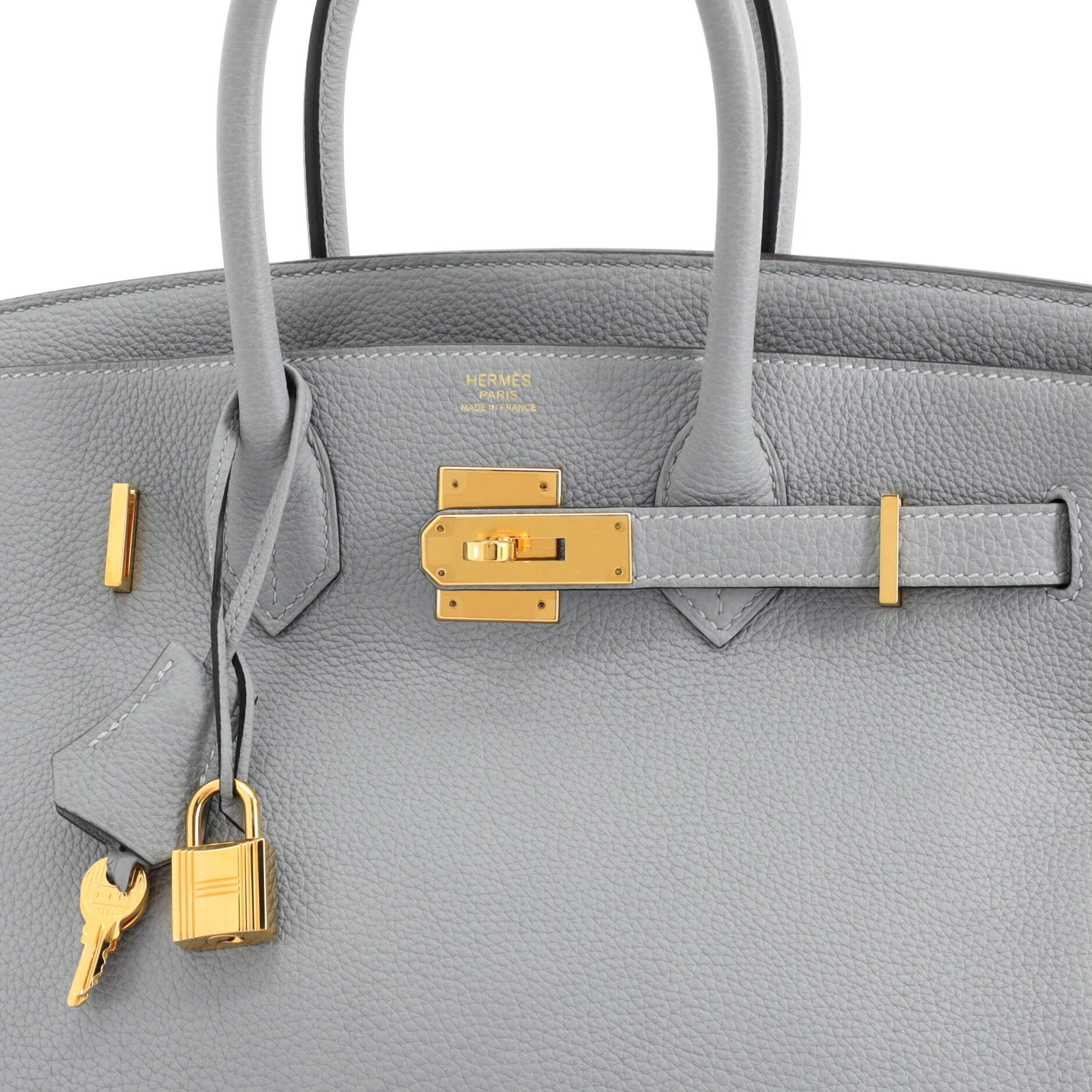 Hermes Birkin Handbag Grey Togo with Gold Hardware 30