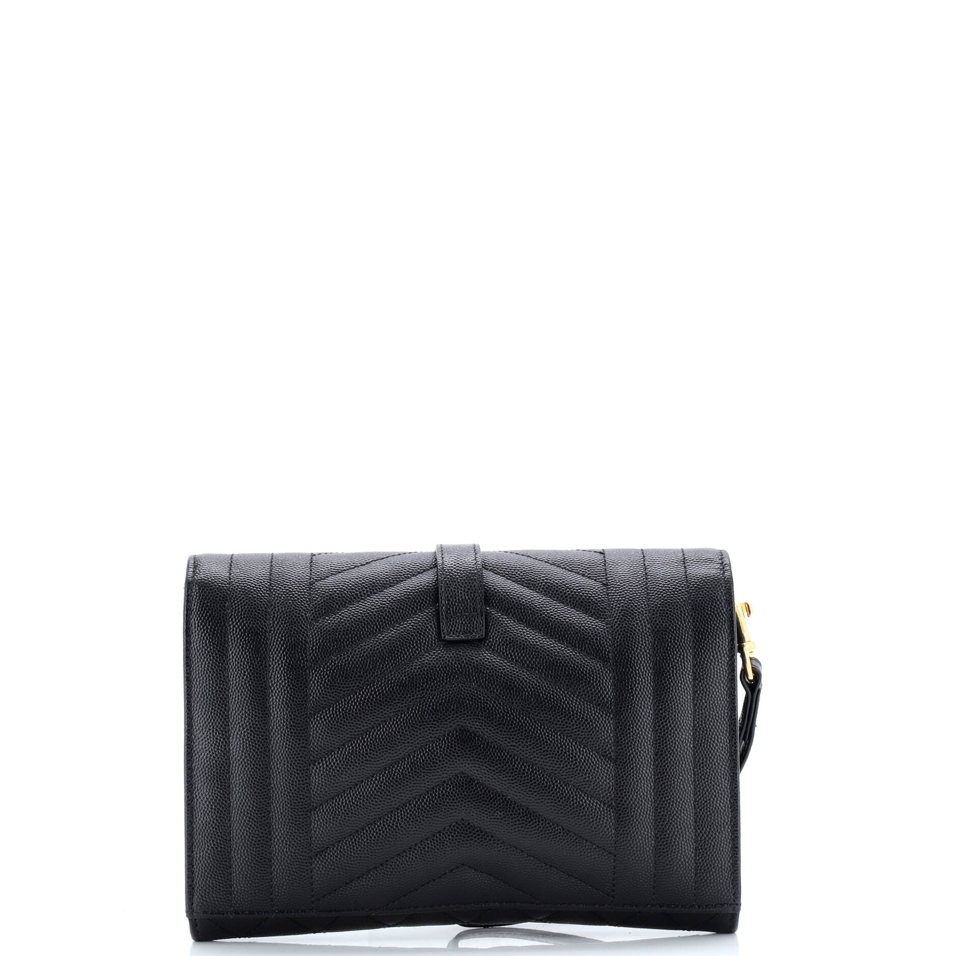 Saint Laurent Classic Monogram Envelope Wristlet Clutch Mixed Matelasse Leather