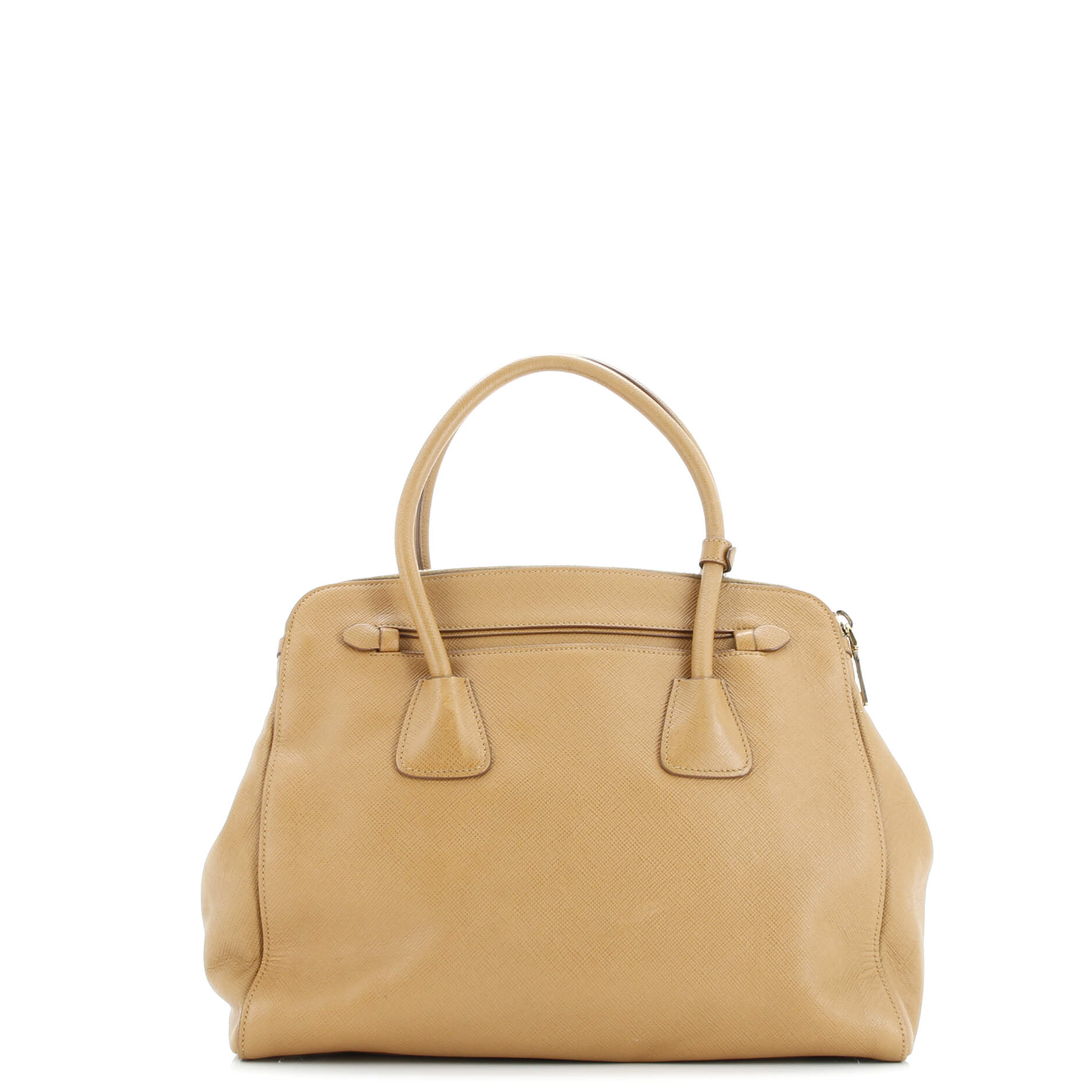 Prada Cuir Frame Double Zip Tote Saffiano Leather Large