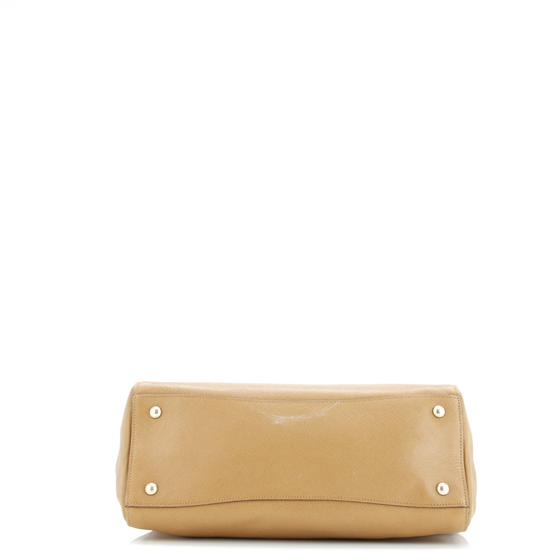 Prada Cuir Frame Double Zip Tote Saffiano Leather Large