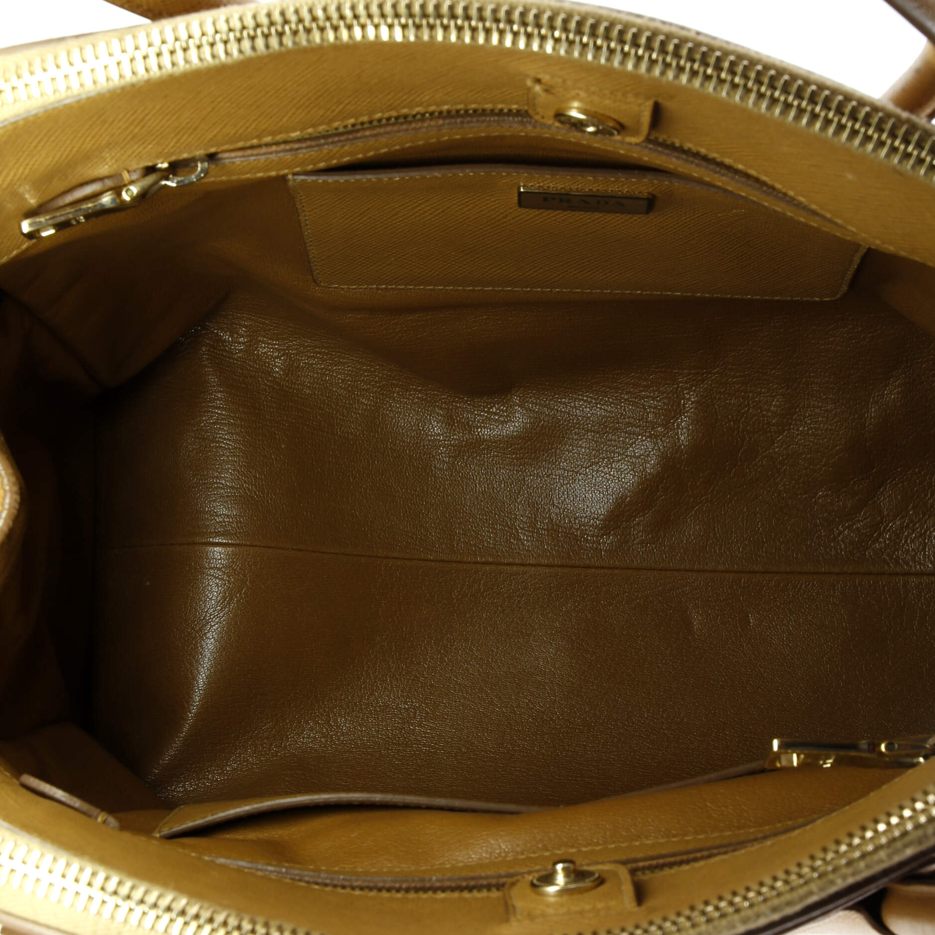 Prada Cuir Frame Double Zip Tote Saffiano Leather Large