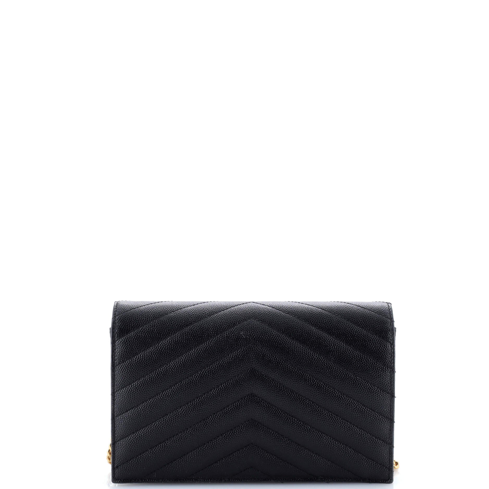 Saint Laurent Classic Monogram Wallet on Chain Matelasse Chevron Leather Small
