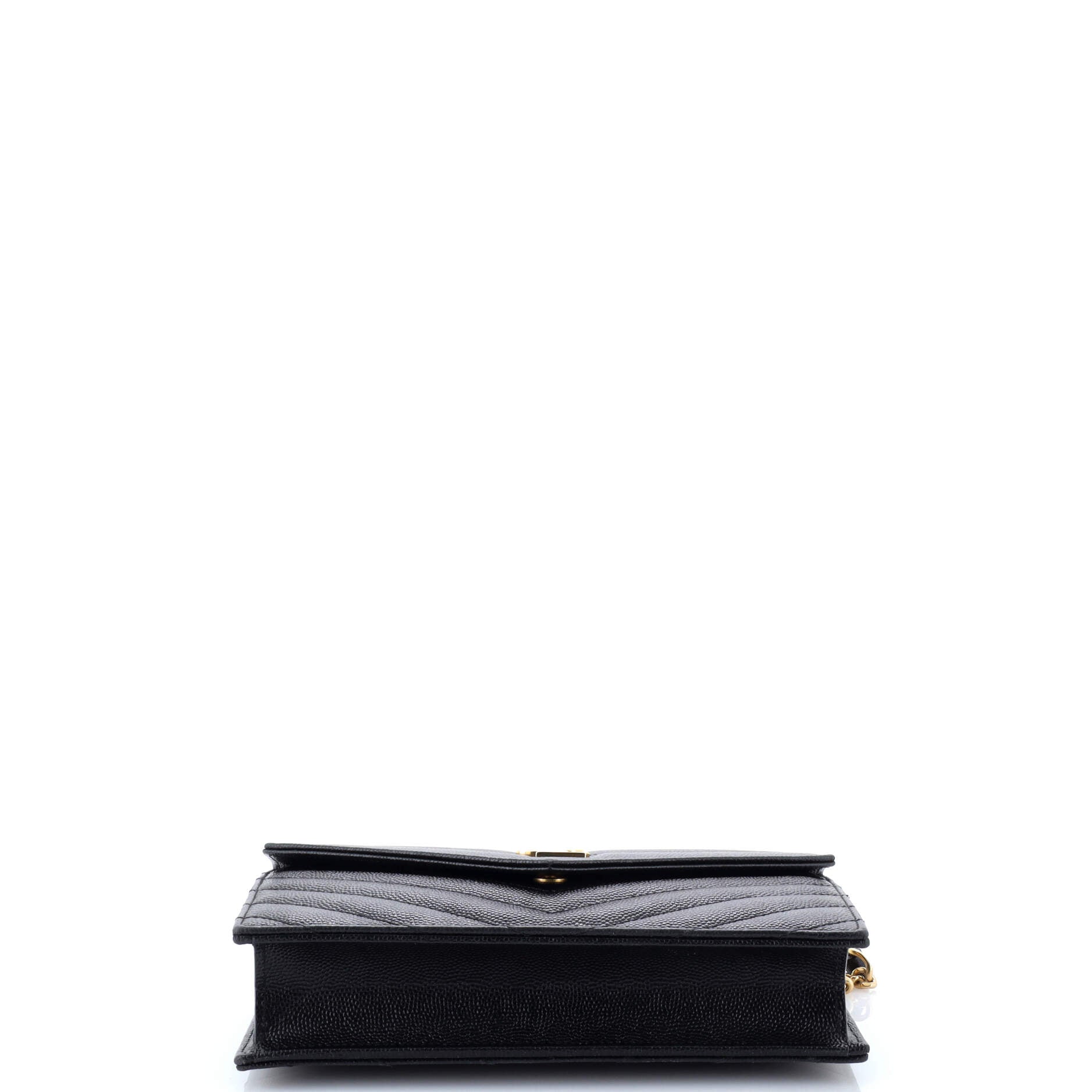 Saint Laurent Classic Monogram Wallet on Chain Matelasse Chevron Leather Small