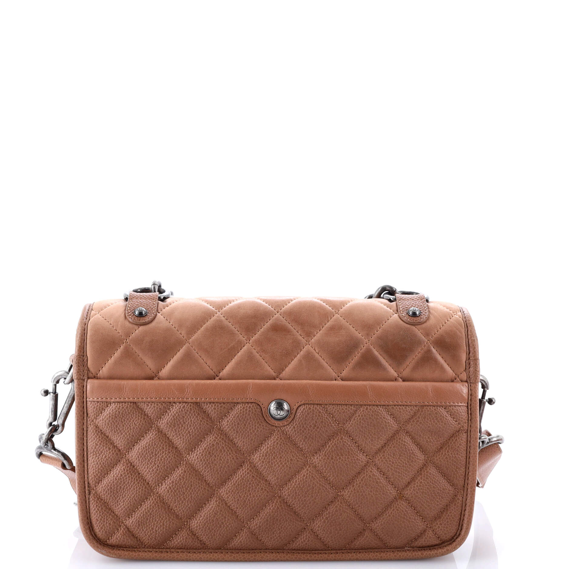 Chanel Daily Carry Messenger Bag Quilted Iridescent Calfskin and Caviar Medium