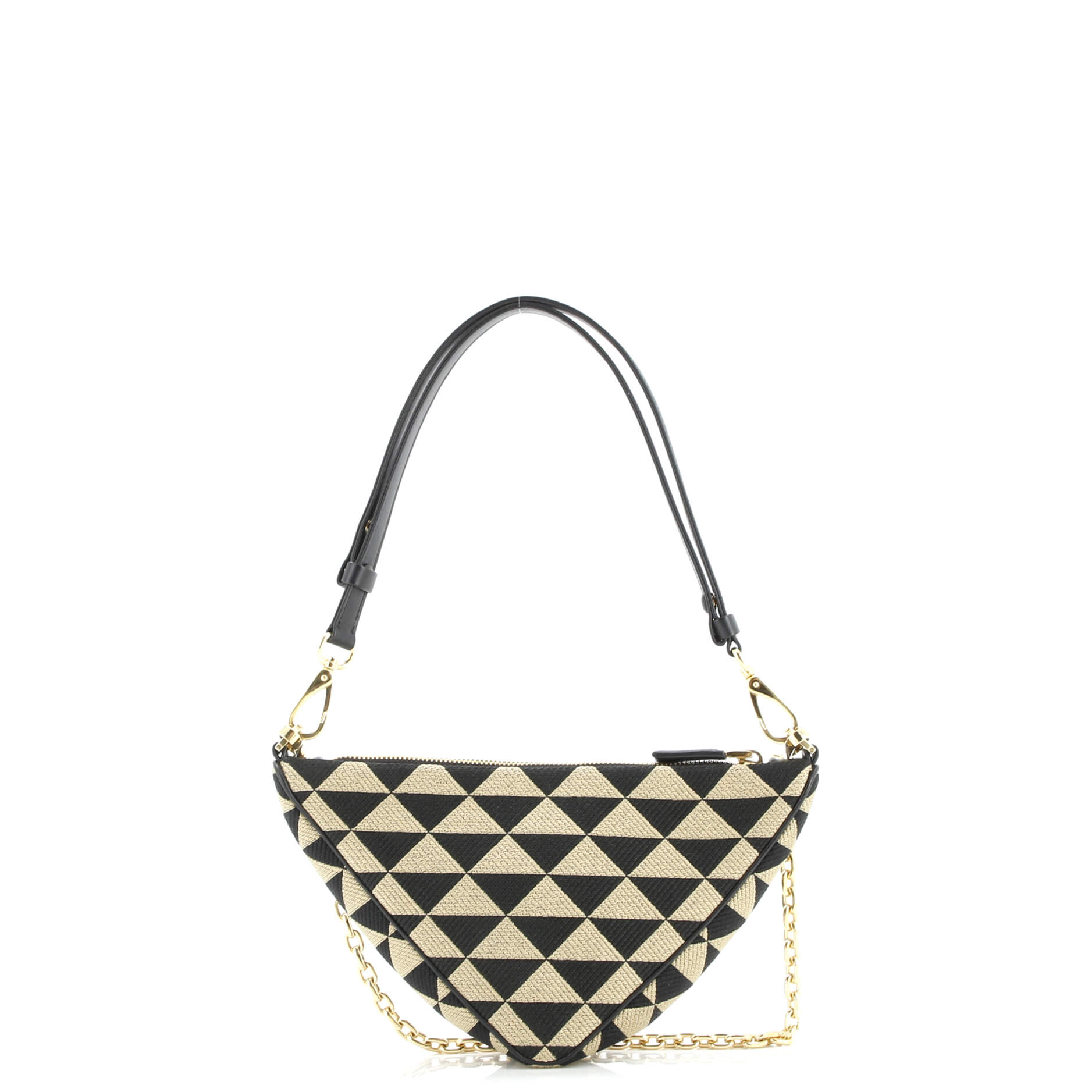 Prada Symbole Triangle Bag Leather and Jacquard Mini