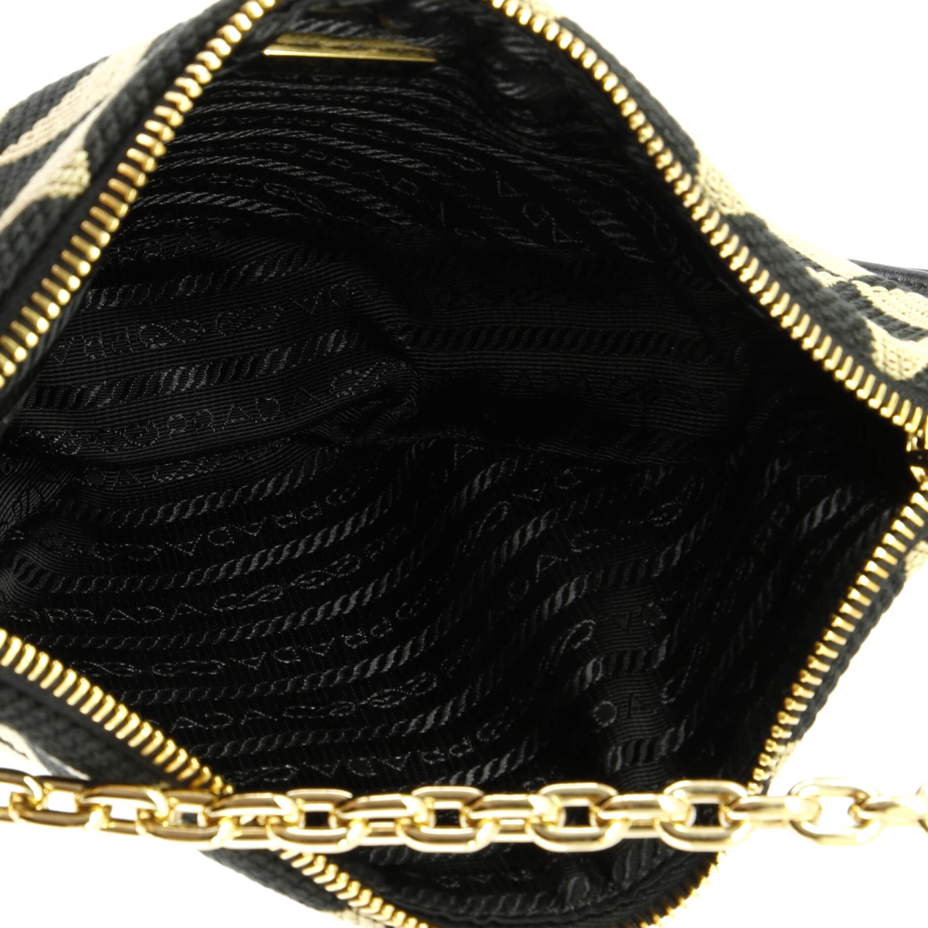 Prada Symbole Triangle Bag Leather and Jacquard Mini