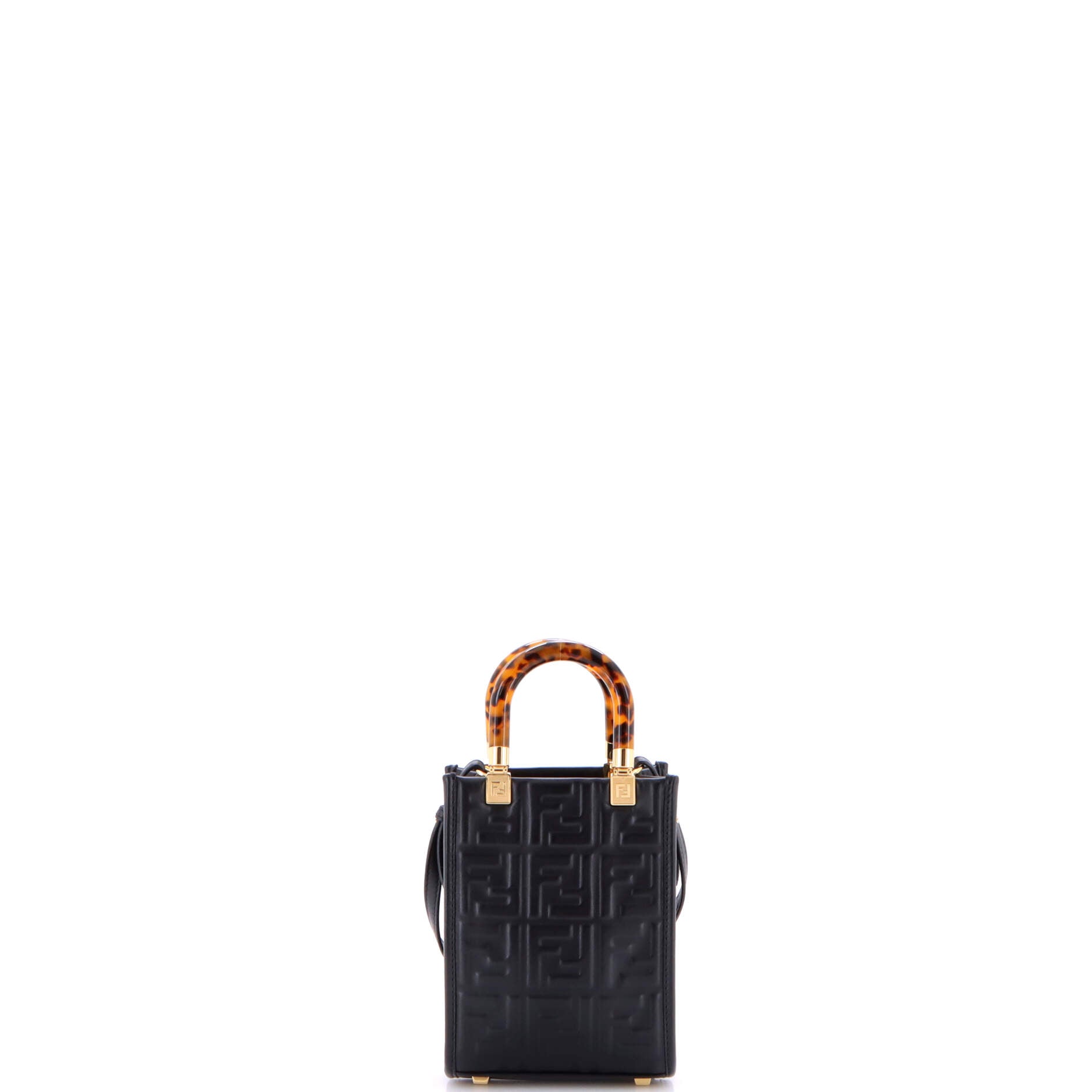 Fendi Sunshine Shopper Tote Zucca Embossed Leather Mini