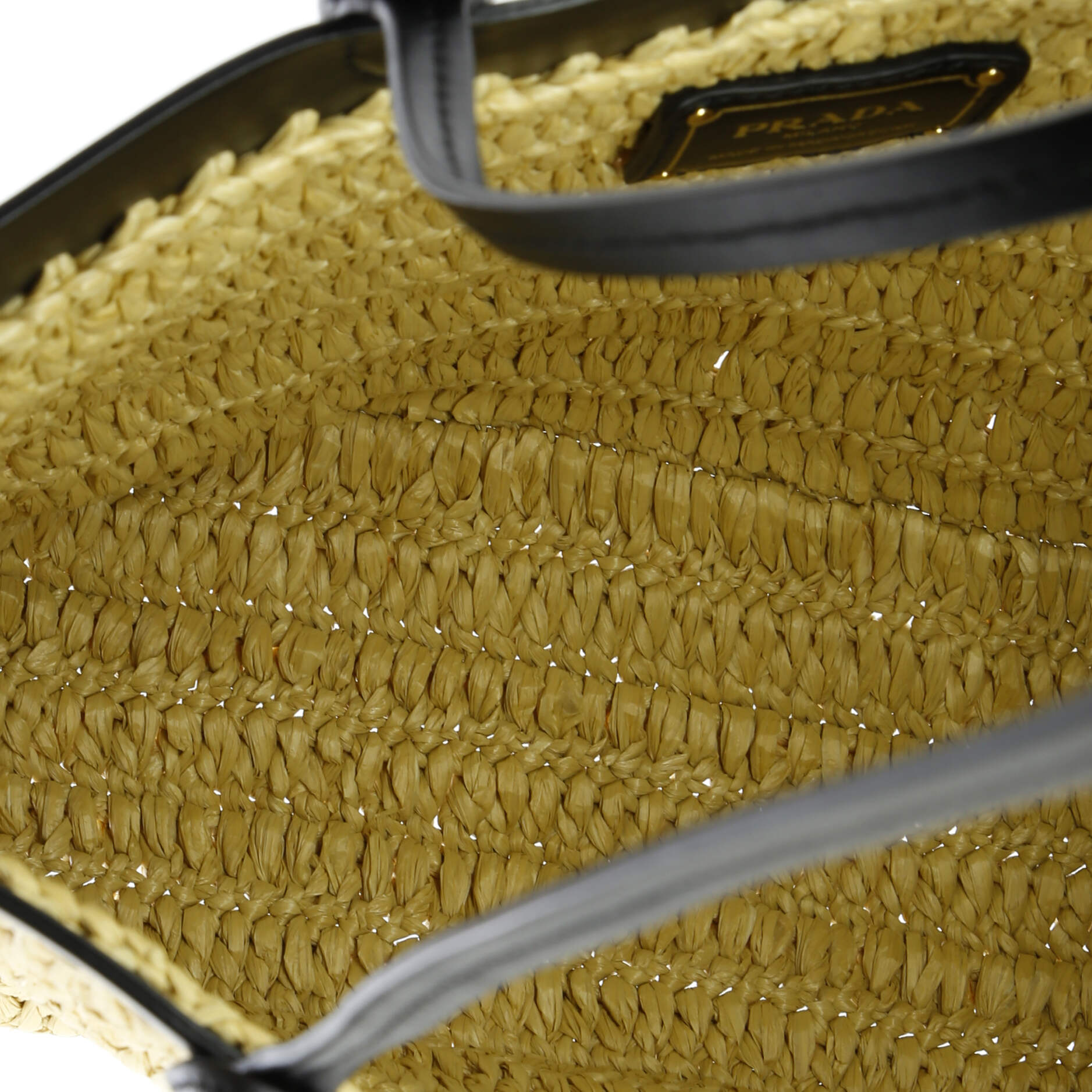 Prada Logo Shopping Tote Raffia and Leather Small