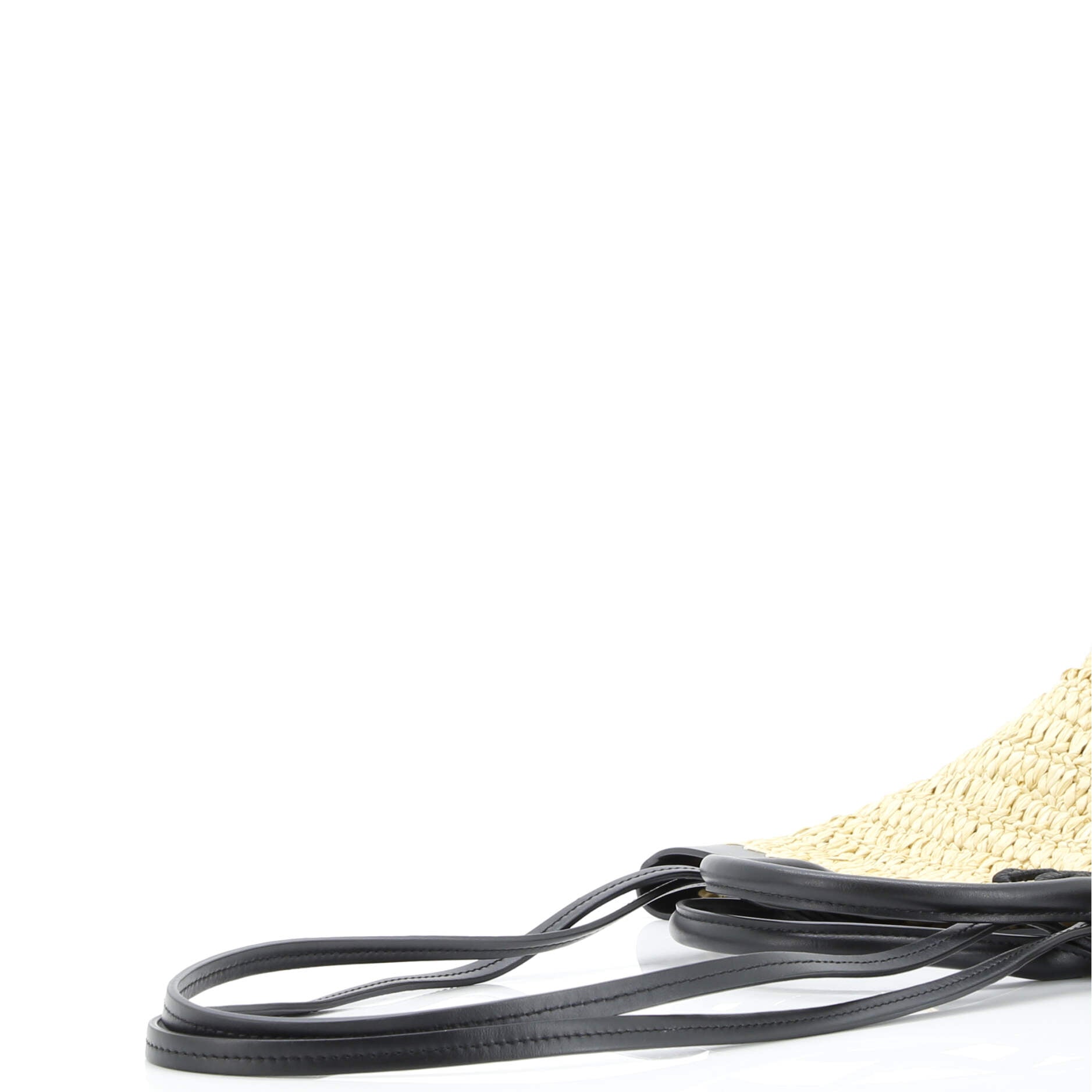 Prada Logo Shopping Tote Raffia and Leather Small
