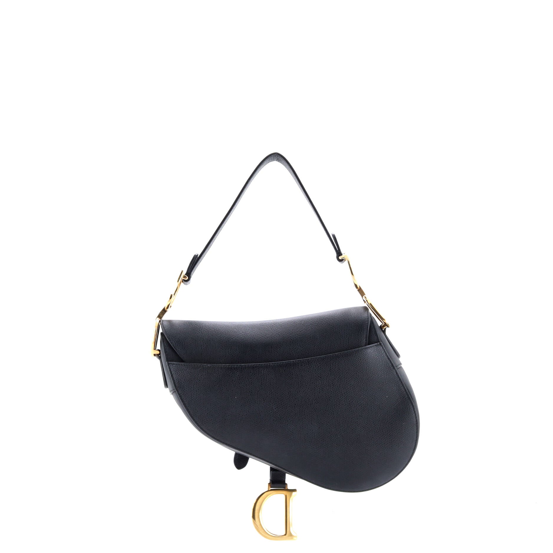Christian Dior Saddle Handbag with Strap Leather Medium