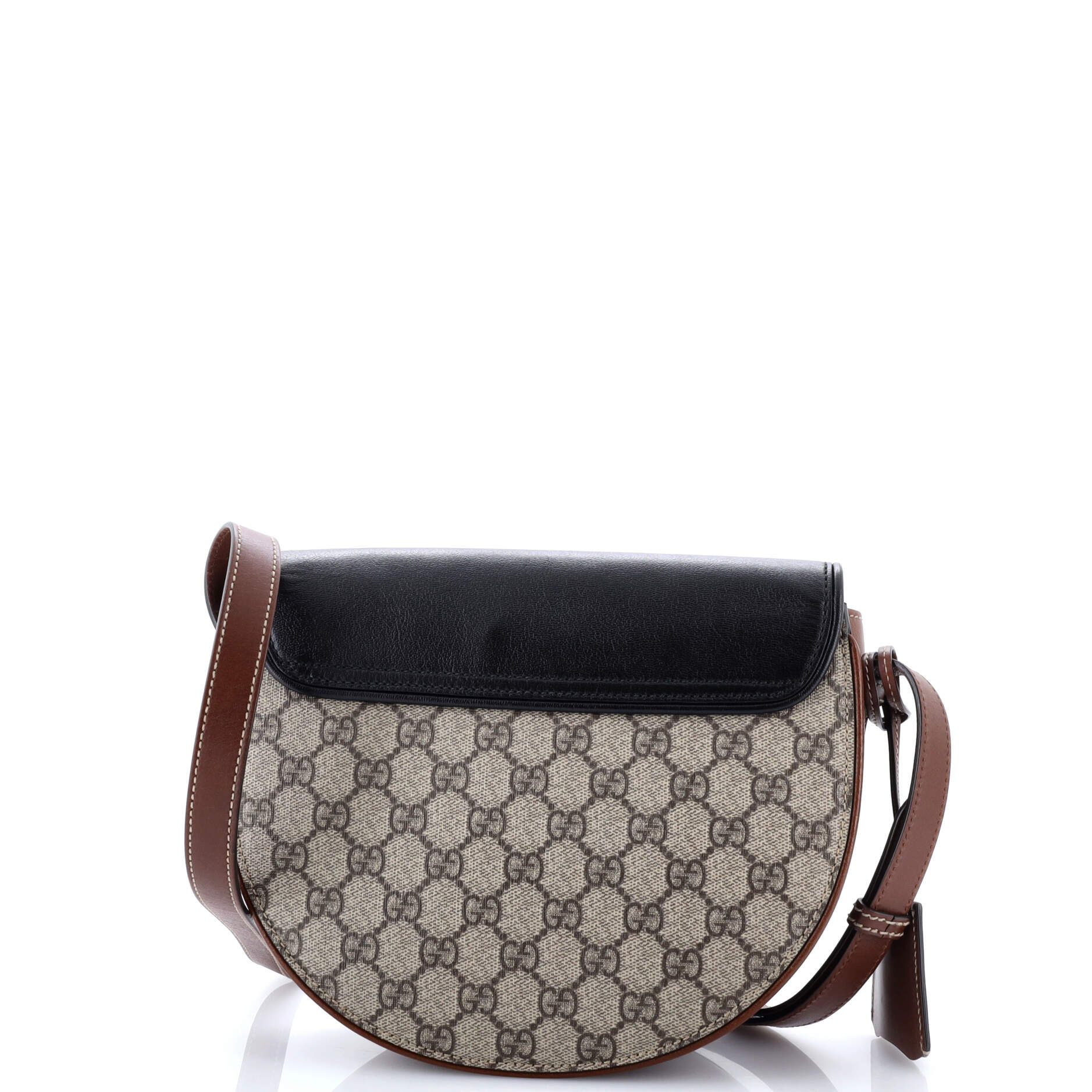 Gucci Padlock Saddle Shoulder Bag GG Coated Canvas and Leather Small