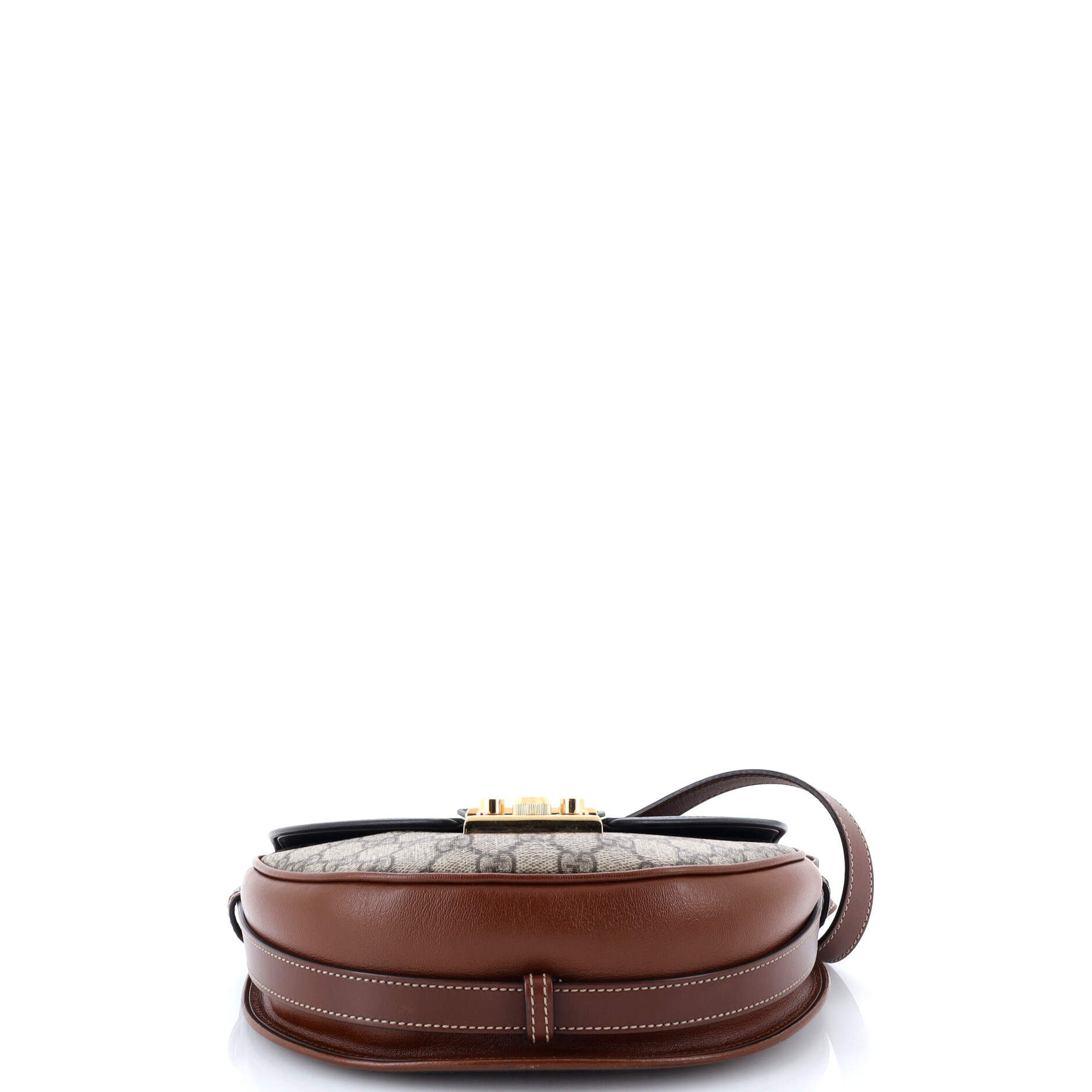 Gucci Padlock Saddle Shoulder Bag GG Coated Canvas and Leather Small
